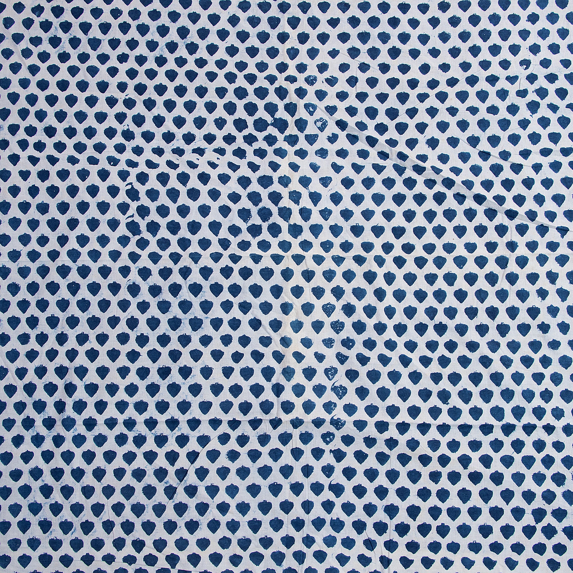 Fruit Print Indian Handcrafted Indigo Blue Pure Cotton Running Fabric Cloth - Image 6