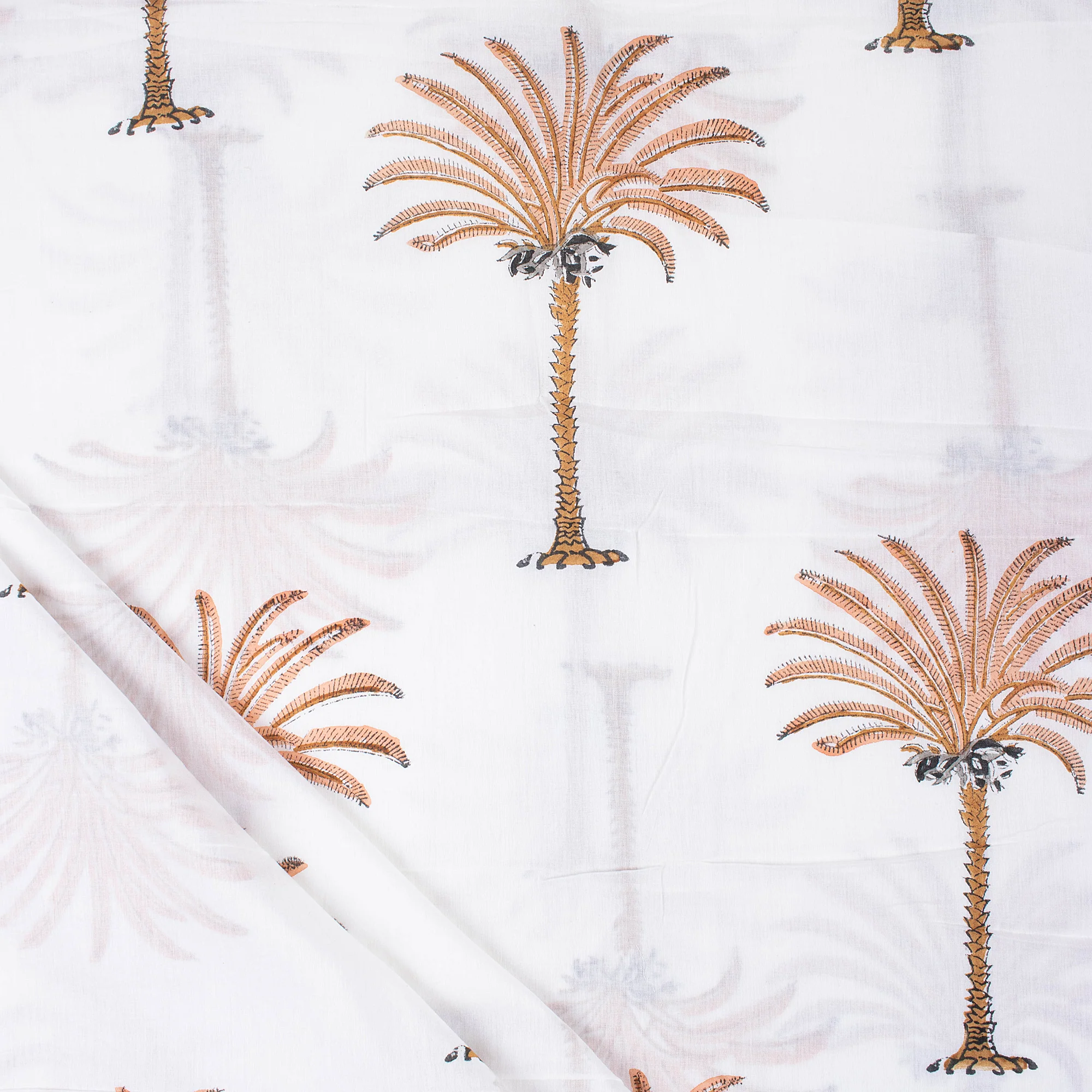 Palm Tree Hand Block Print Fabric By The Yard