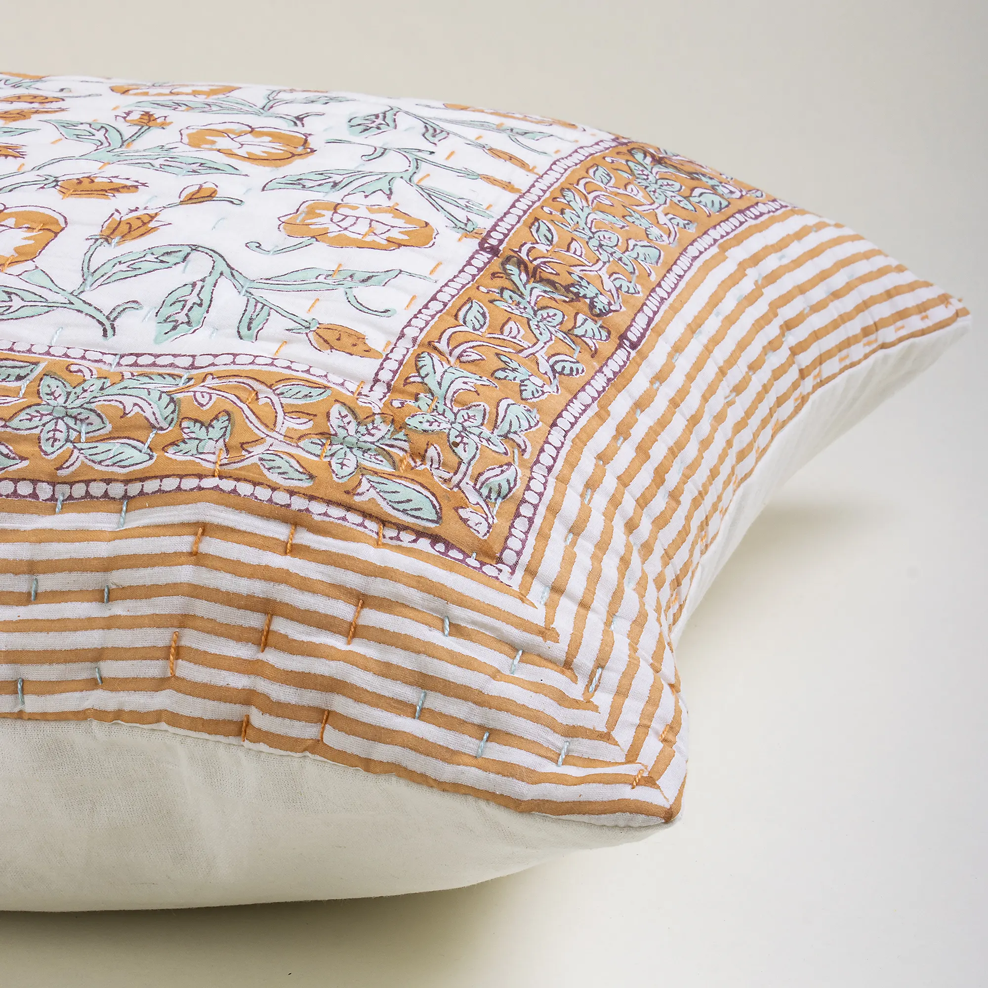 Handmade Kantha quilted Cotton Pillow Covers - Image 4