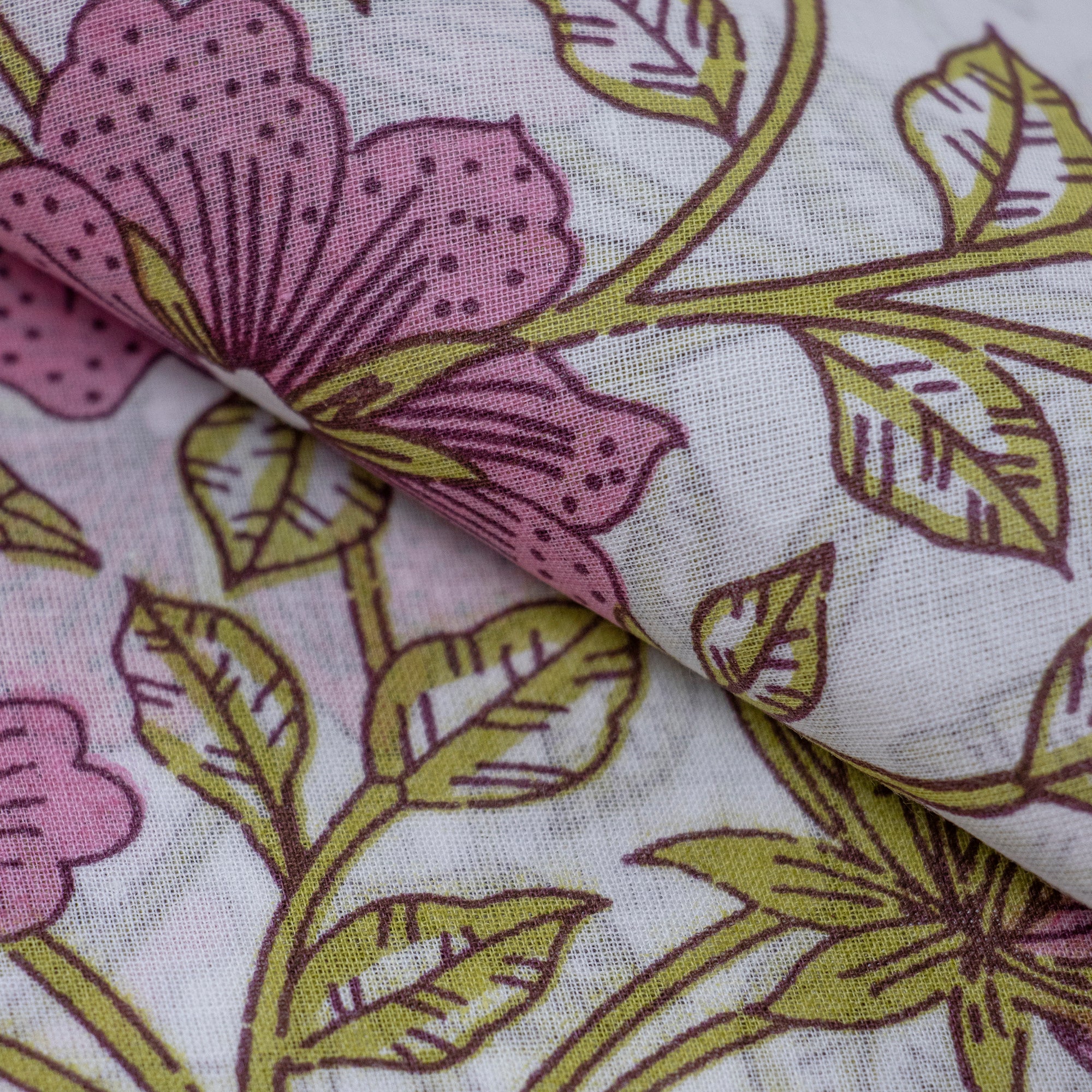 Floral Hand Blocked Pure Cotton Light weighted Fabric for Kurti - Image 4