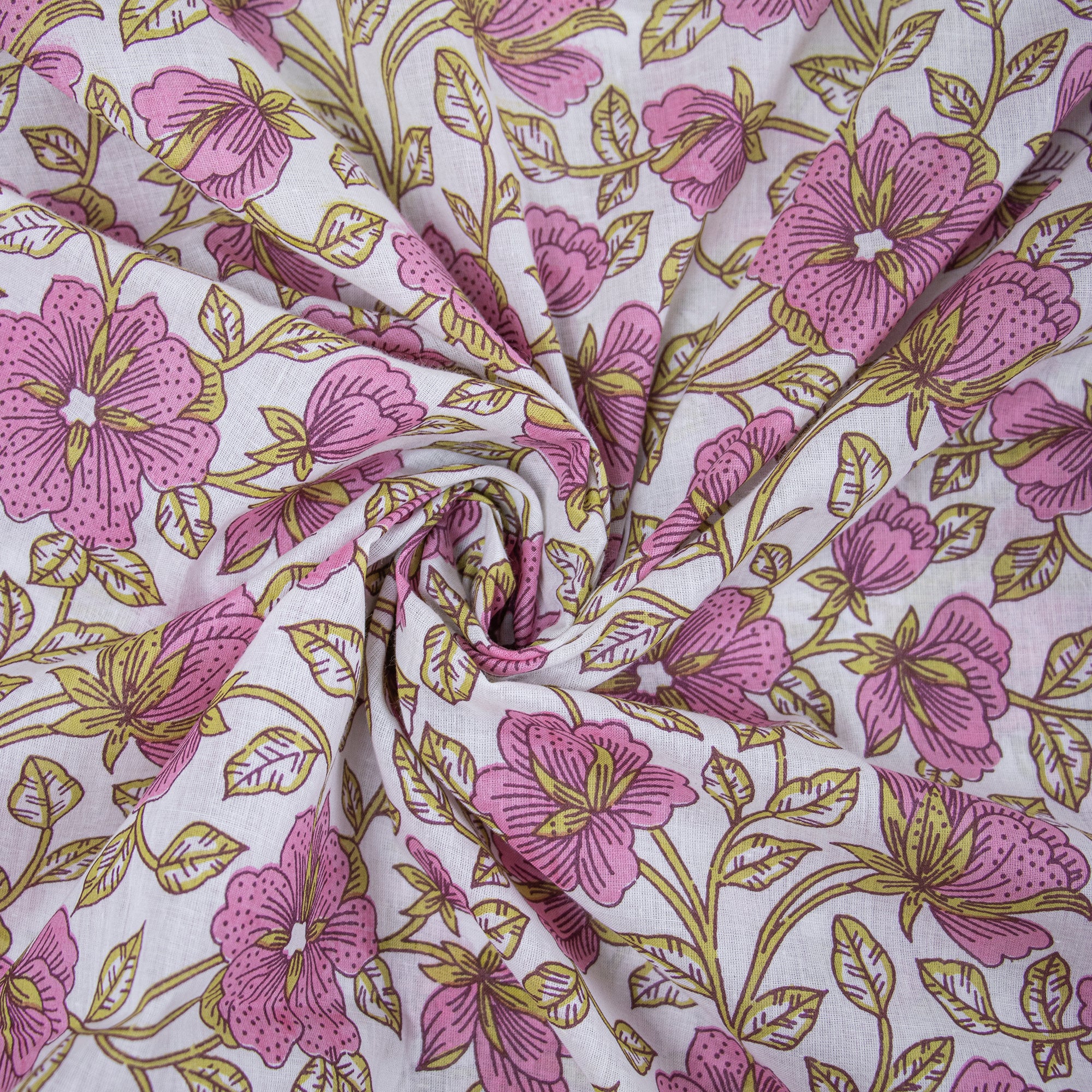 Floral Hand Blocked Pure Cotton Light weighted Fabric for Kurti - Image 5