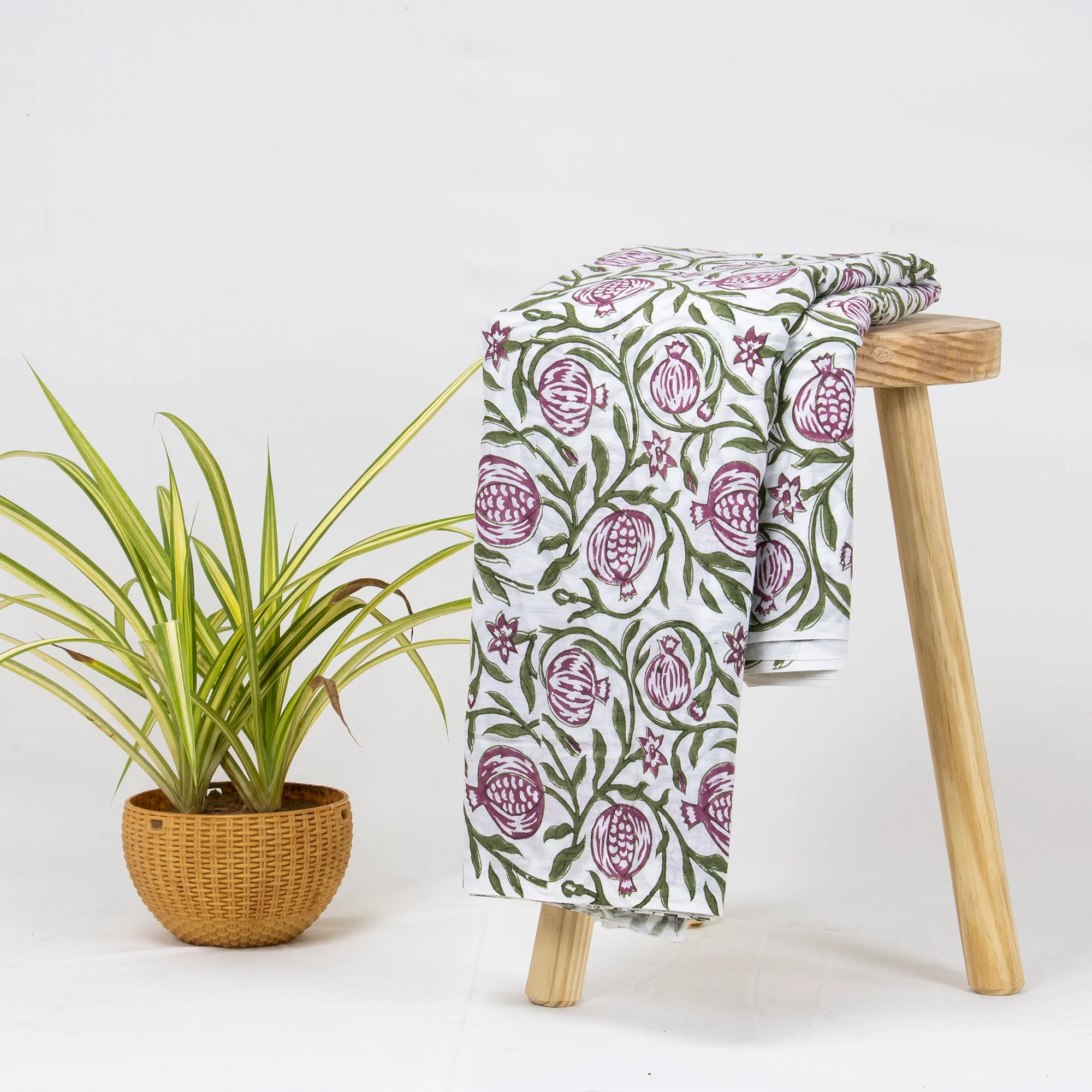Fruit Print Indian Hand Blocked Pure Cotton Mud Resist Fabric - Image 2