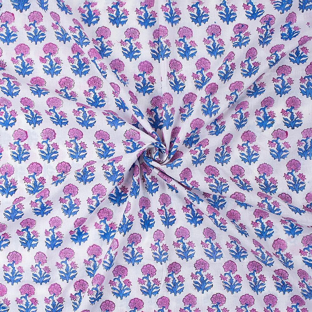 Floral Indian Hand Block Printed Pure Cotton Eco Friendly Fabric Cloth - Image 5