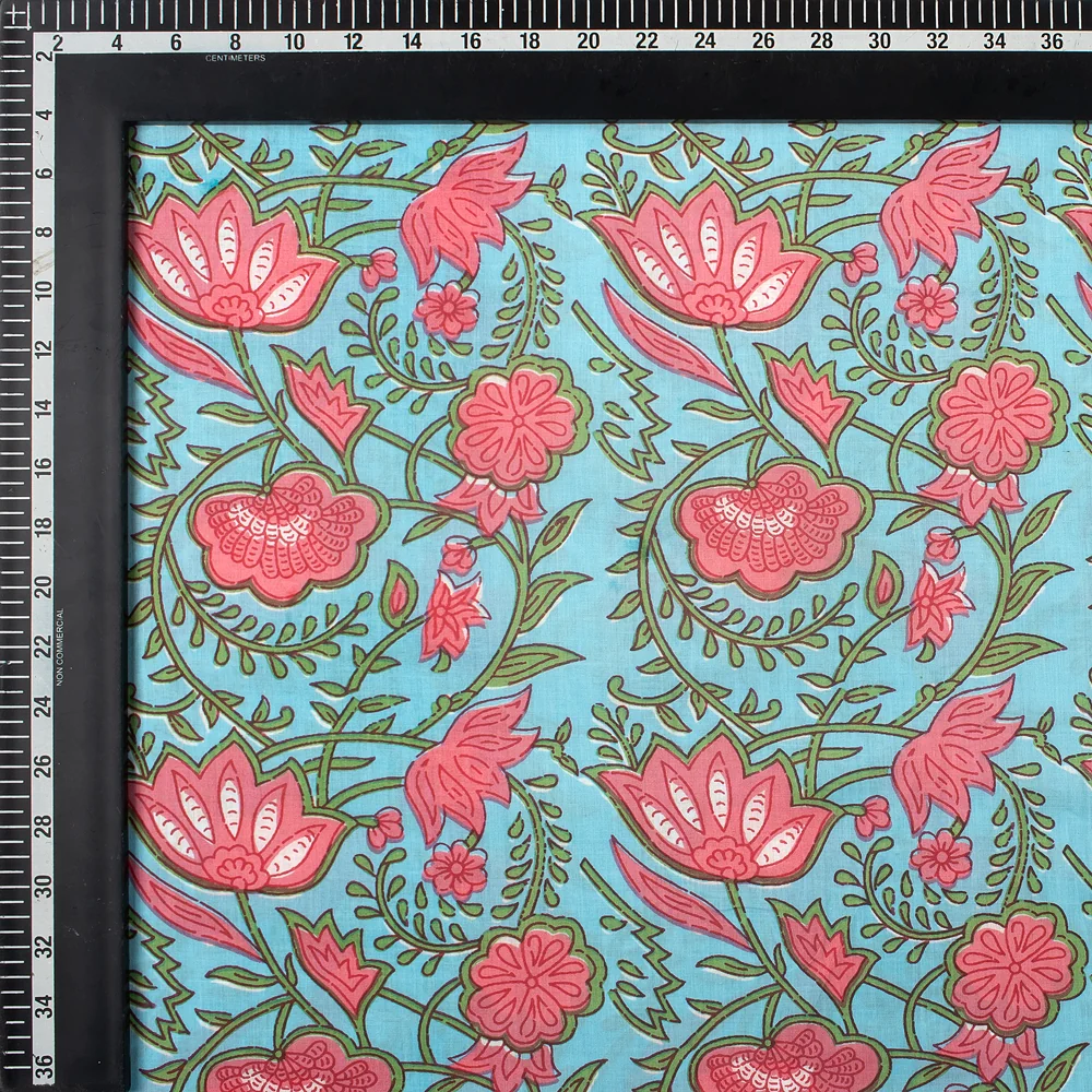 Floral Indian Hand Block Print Fabric - Image 5