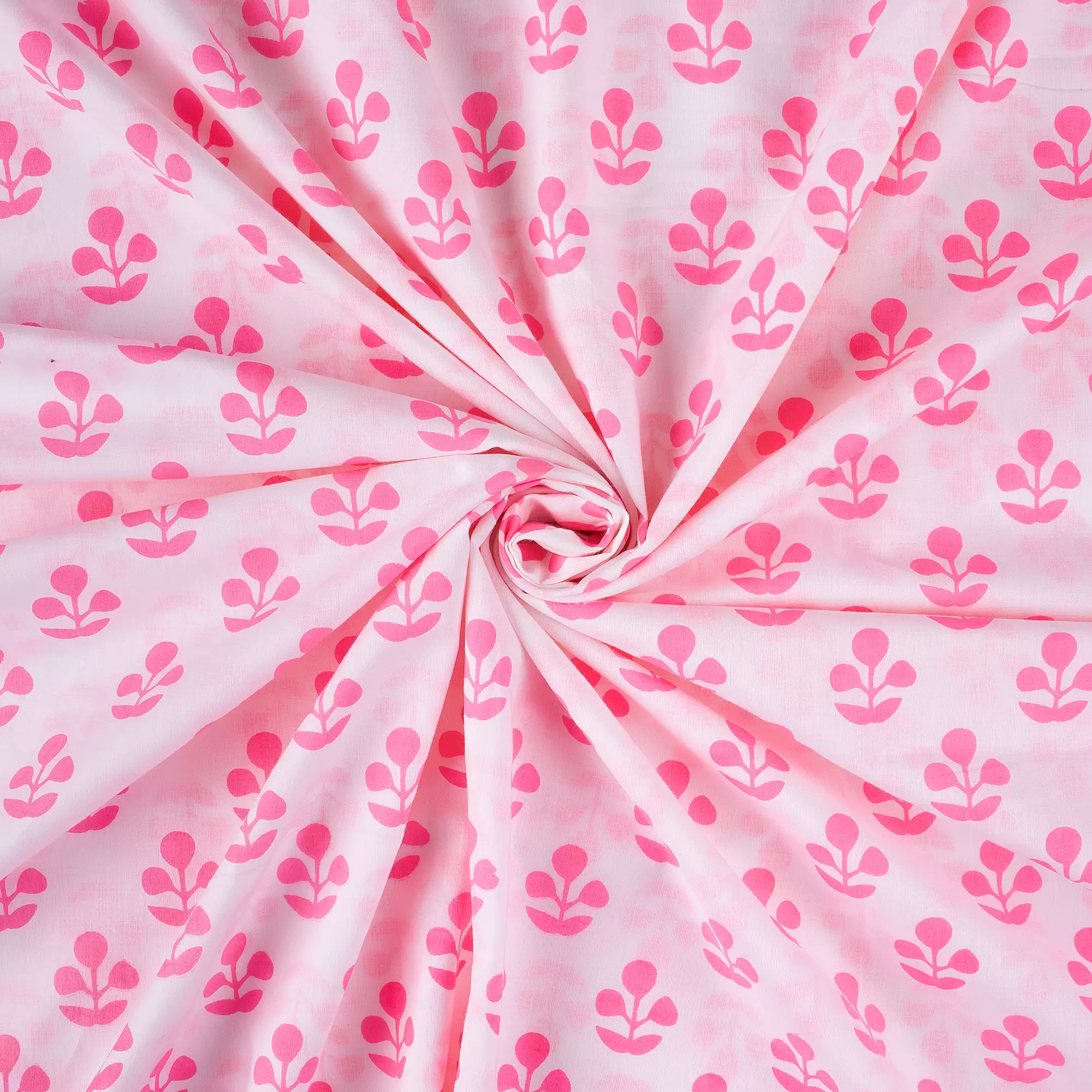 Pink Floral Hand Printed Fabric Cloth - Image 4