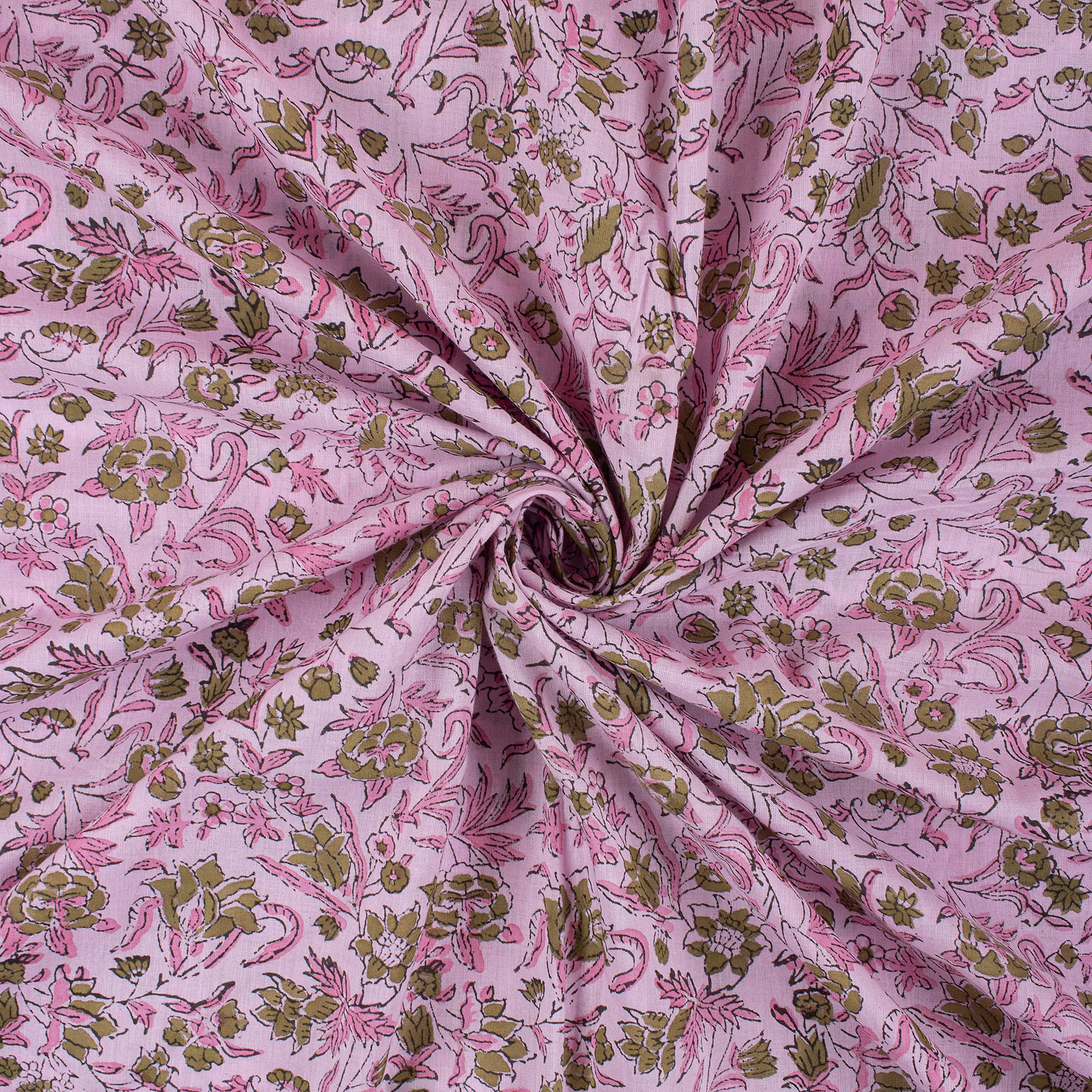 Floral Premium Hand Block Printed Cotton Fabric - Image 2