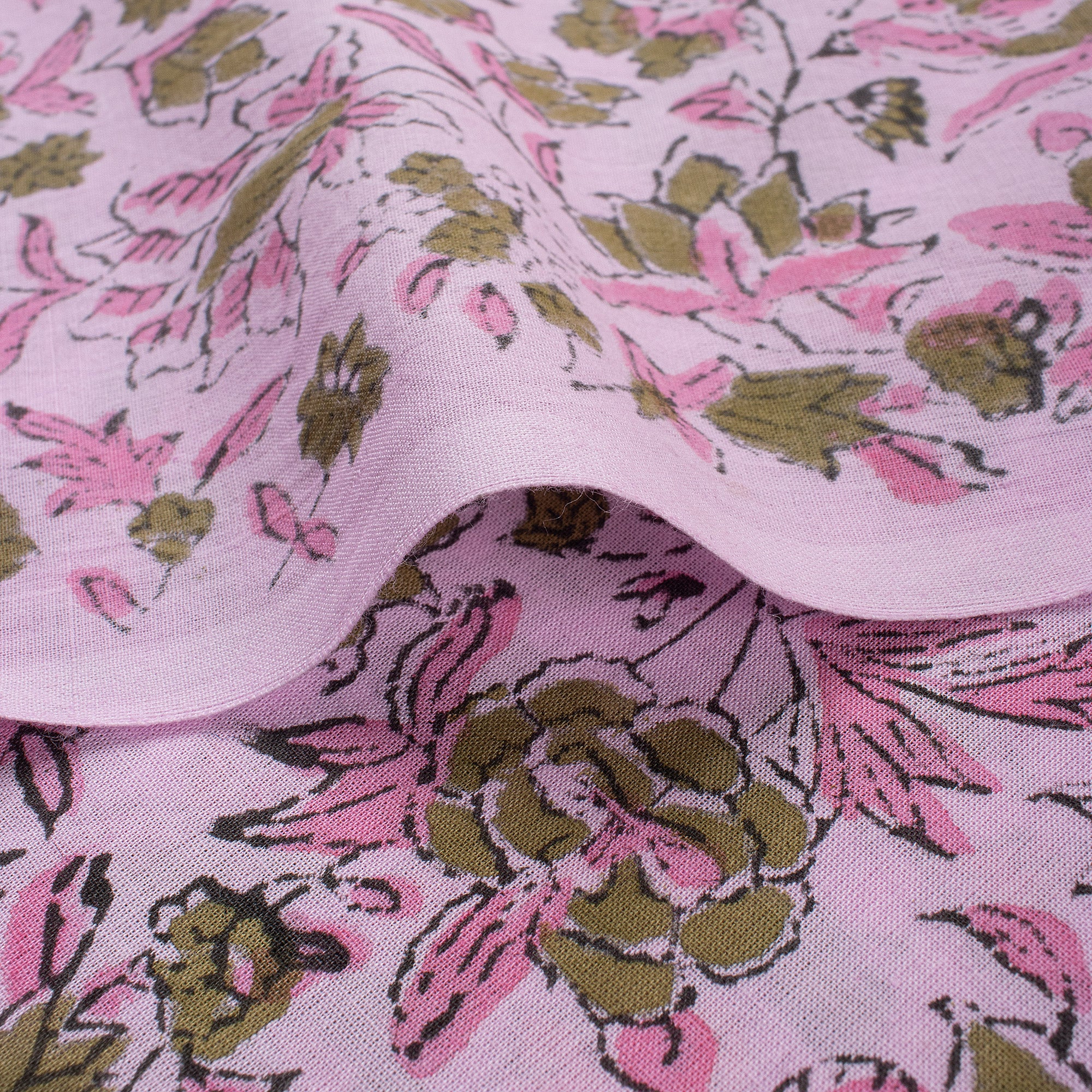 Floral Premium Hand Block Printed Cotton Fabric - Image 5