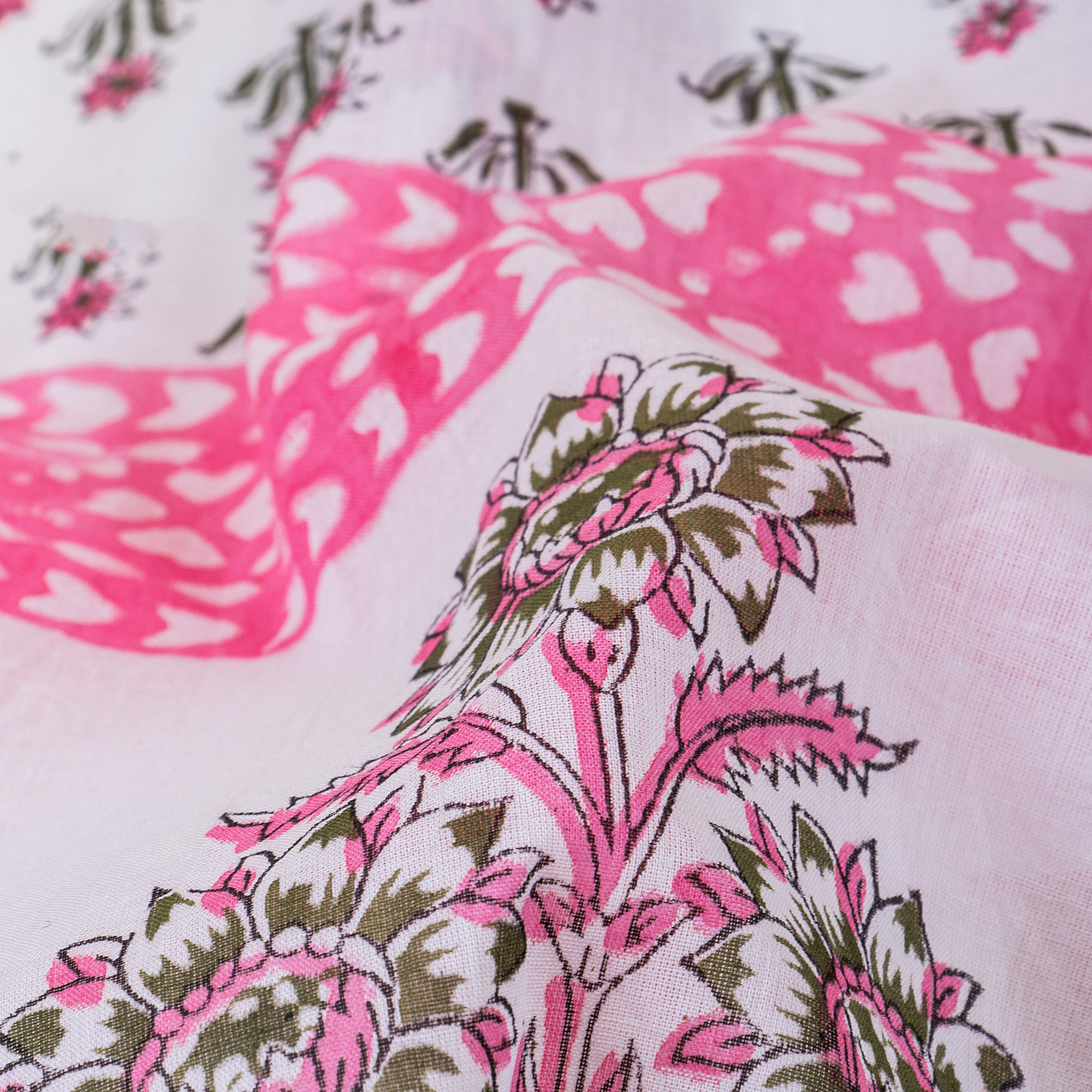 Women's Indian Hand Block Printed Comfortable Pink Floral Cotton Scarves - Image 4