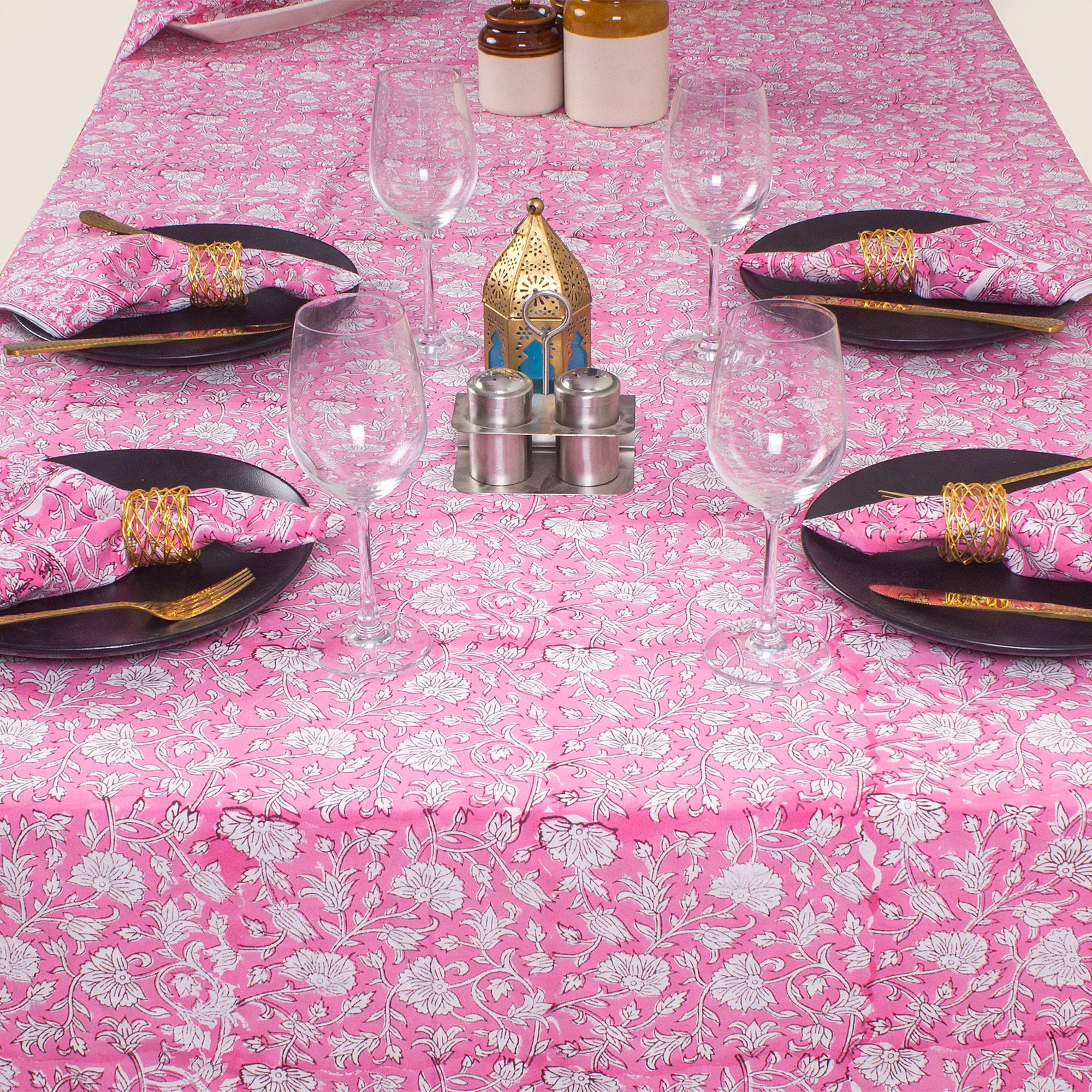 Exclusive Indian Hand Block Printed Floral Pure Cotton Tablecloth - Image 4