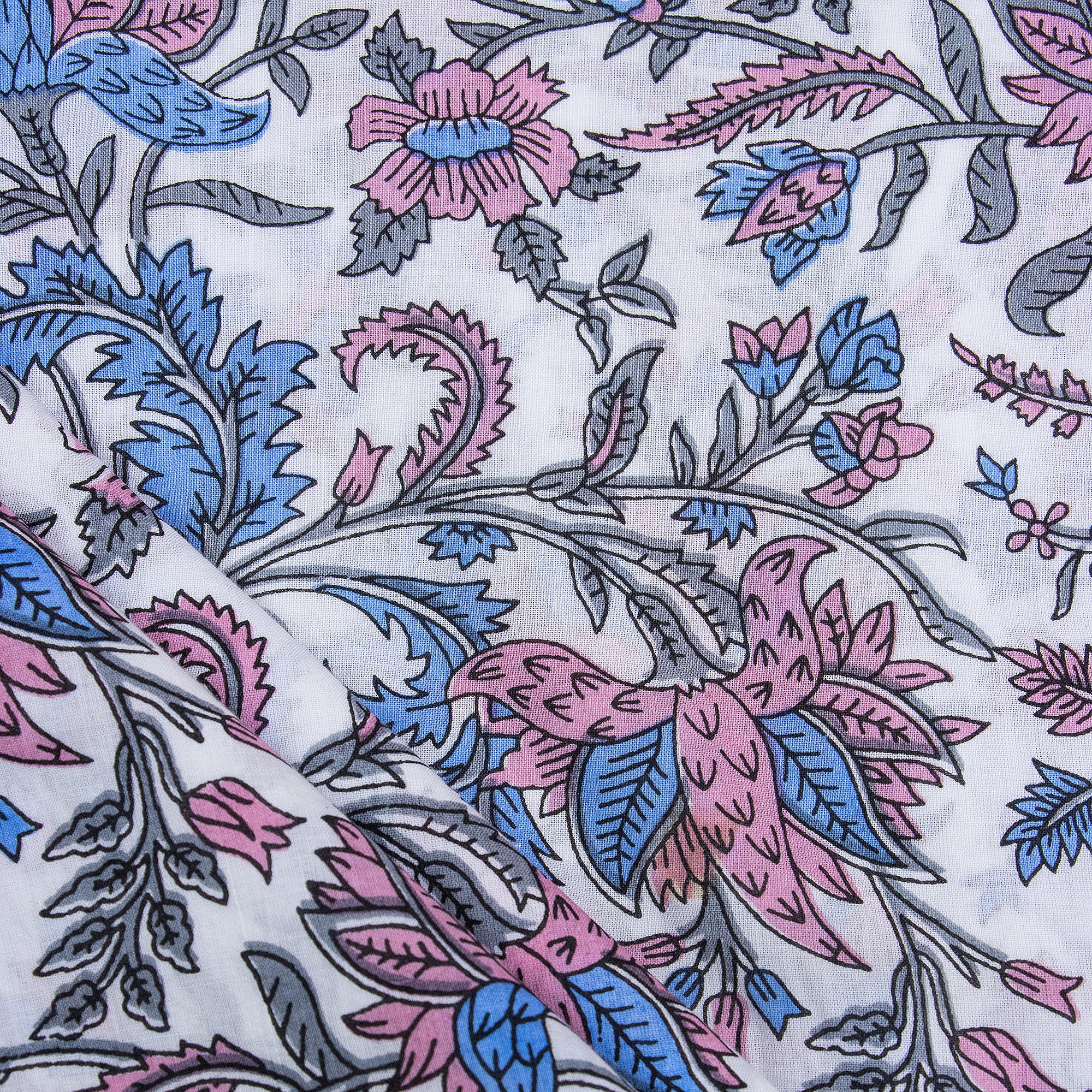 Pure Cotton Jaipuri Floral Hand Block Print Indian Fabric