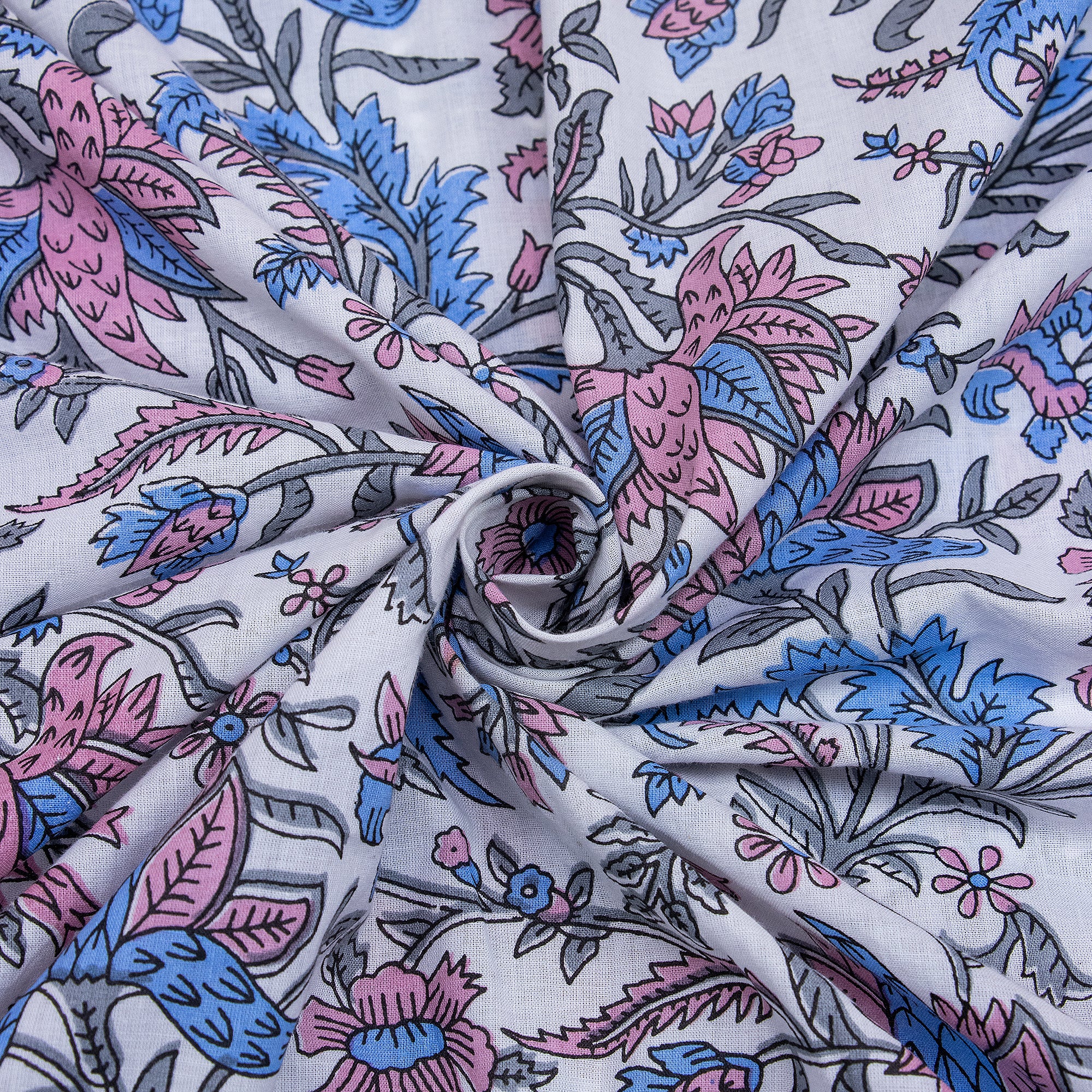Pure Cotton Jaipuri Floral Hand Block Print Indian Fabric - Image 5