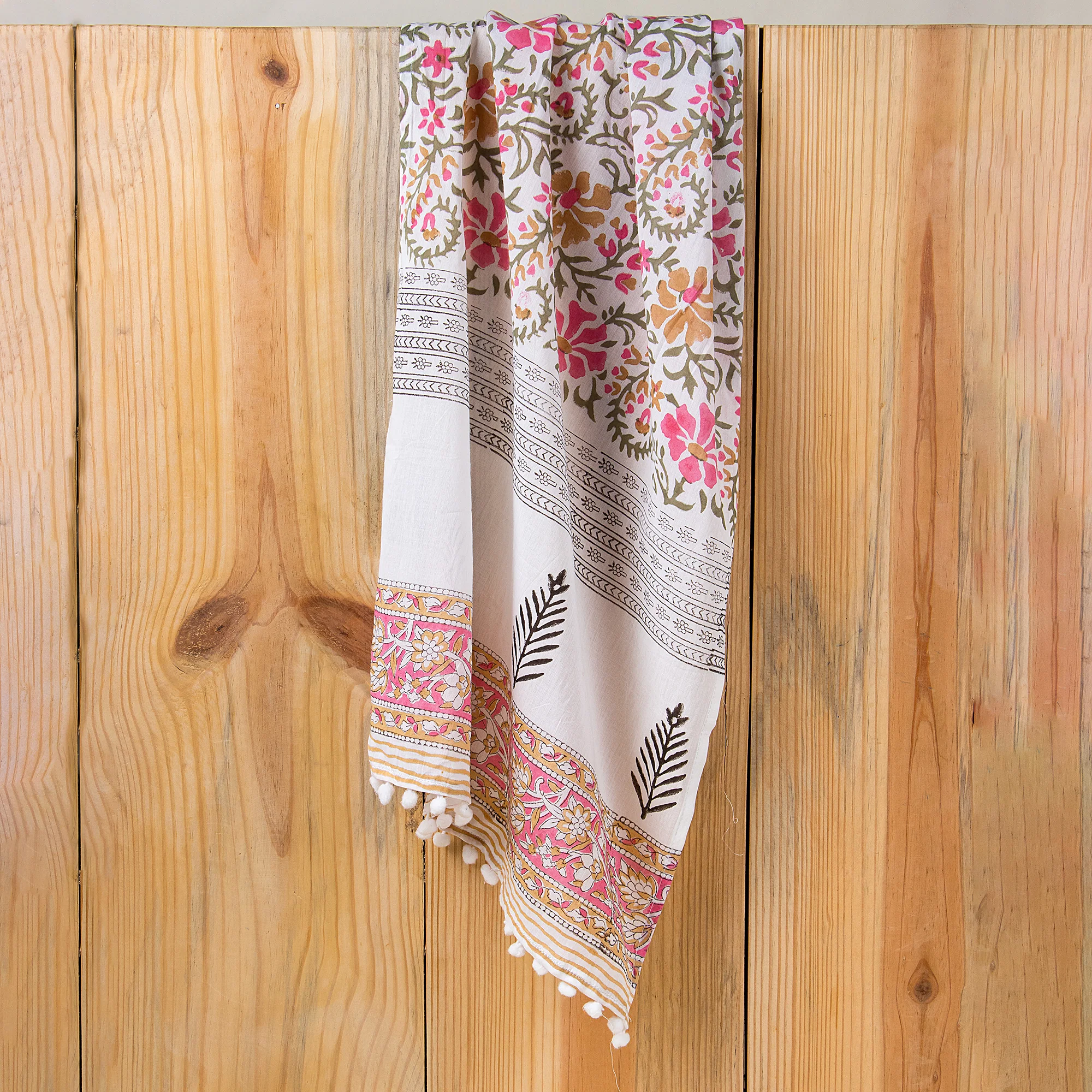 Indian Floral Handmade Block Print Women's Soft Cotton Stoles - Image 5