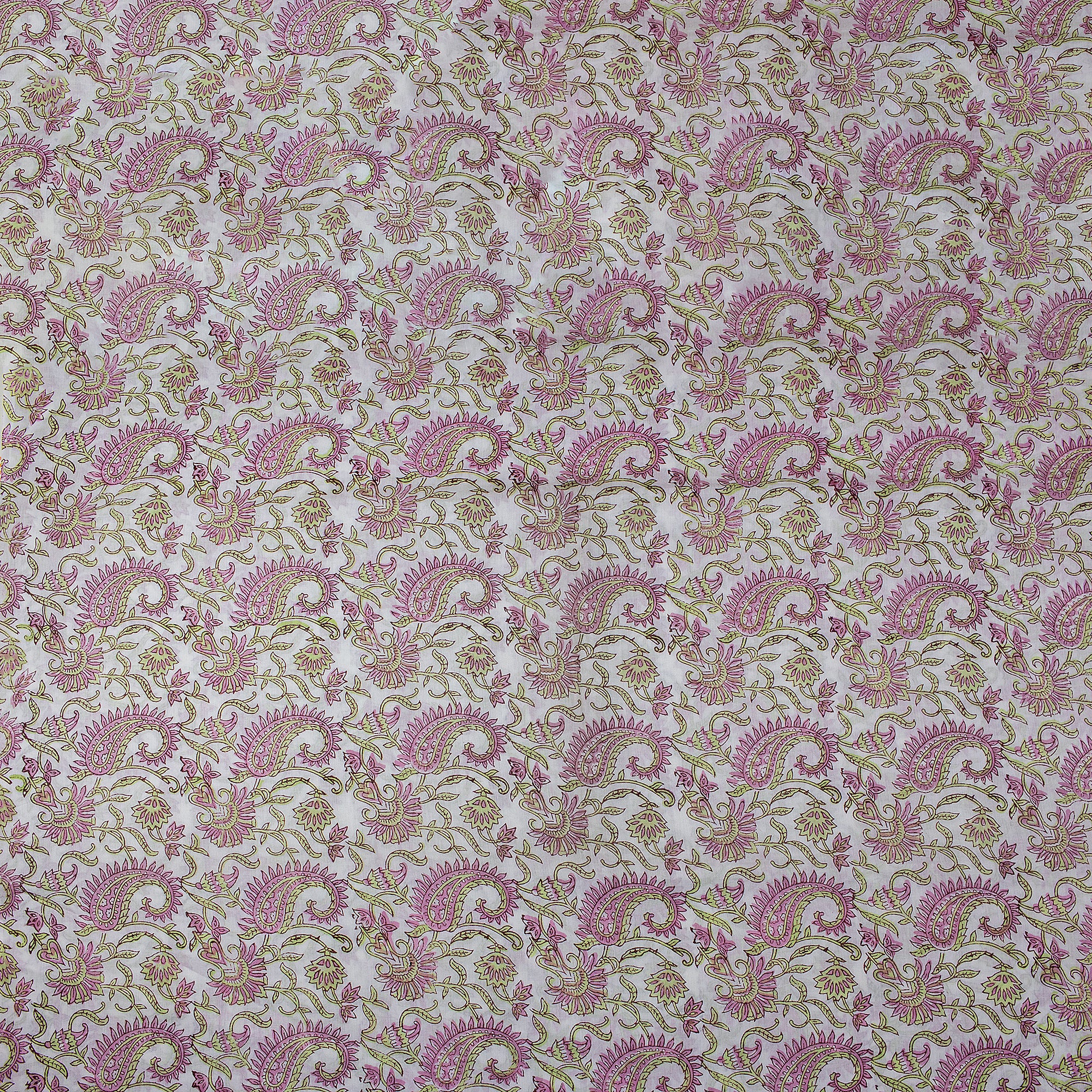 Pink Paisley Indian Hand Block Printed Cotton Fabric - Image 5