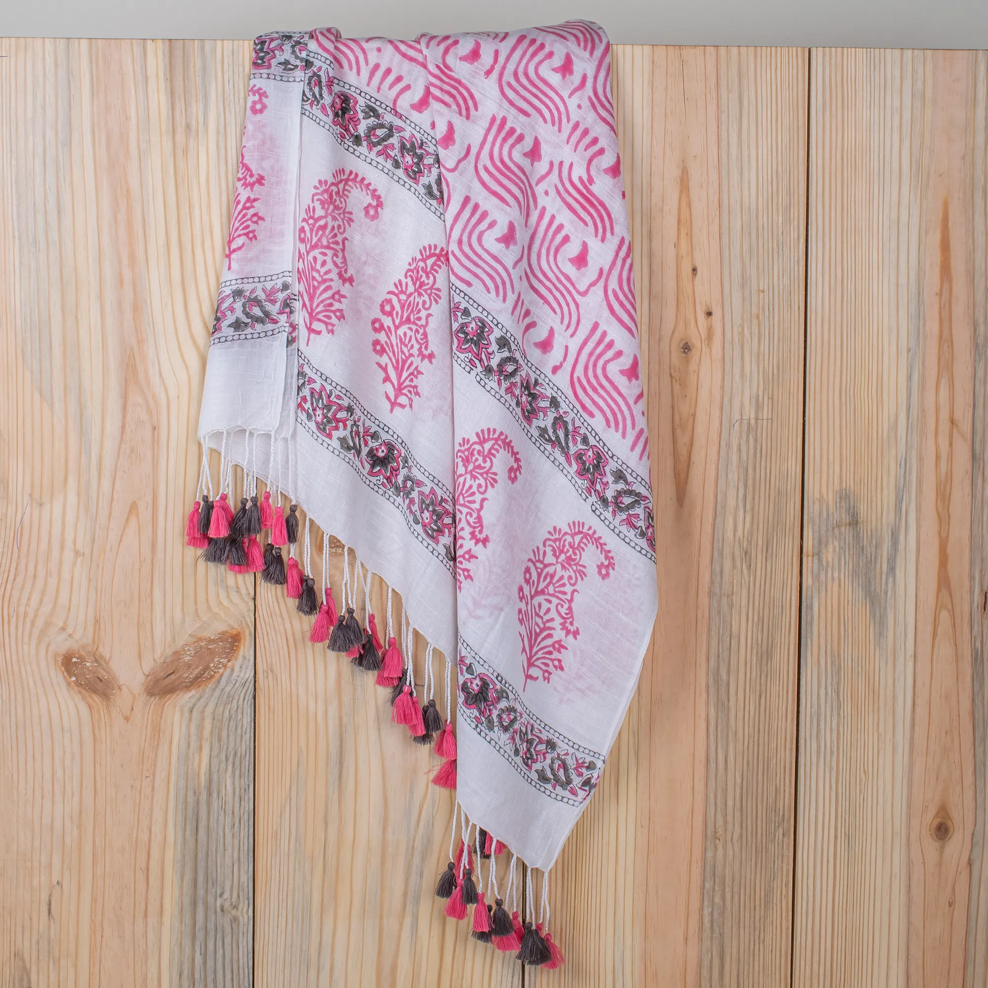 Light weighted Floral Indian Hand Block Printed Women's Cotton Scarfs - Image 4