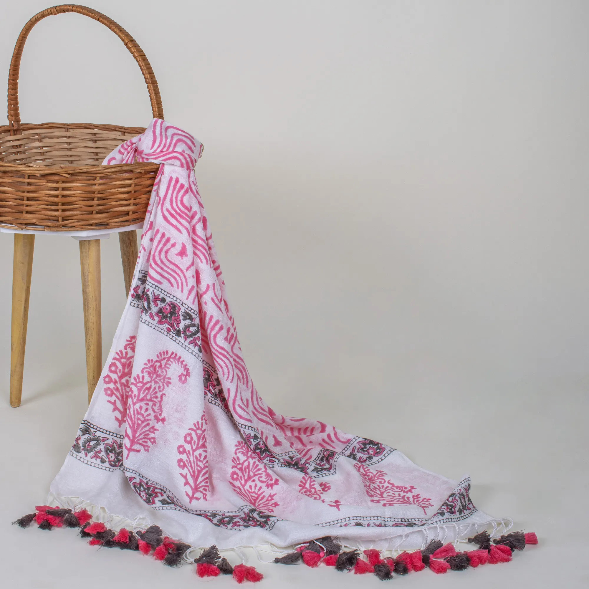 Light weighted Floral Indian Hand Block Printed Women's Cotton Scarfs - Image 6