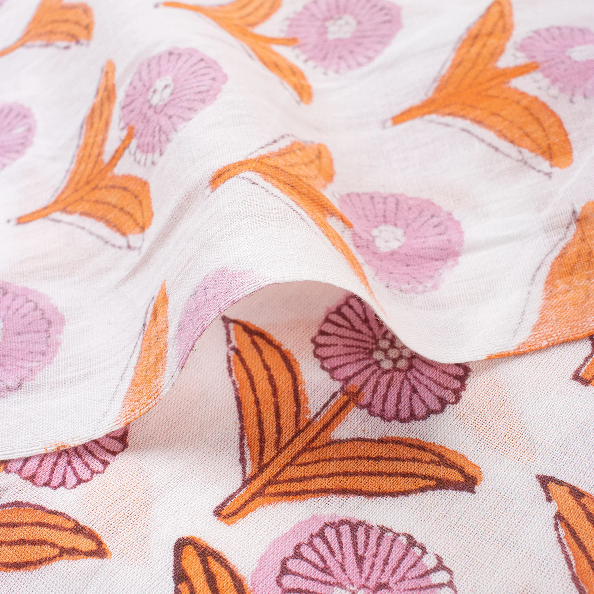 Soft Floral Hand Block Printed Fabric by Yard - Image 2