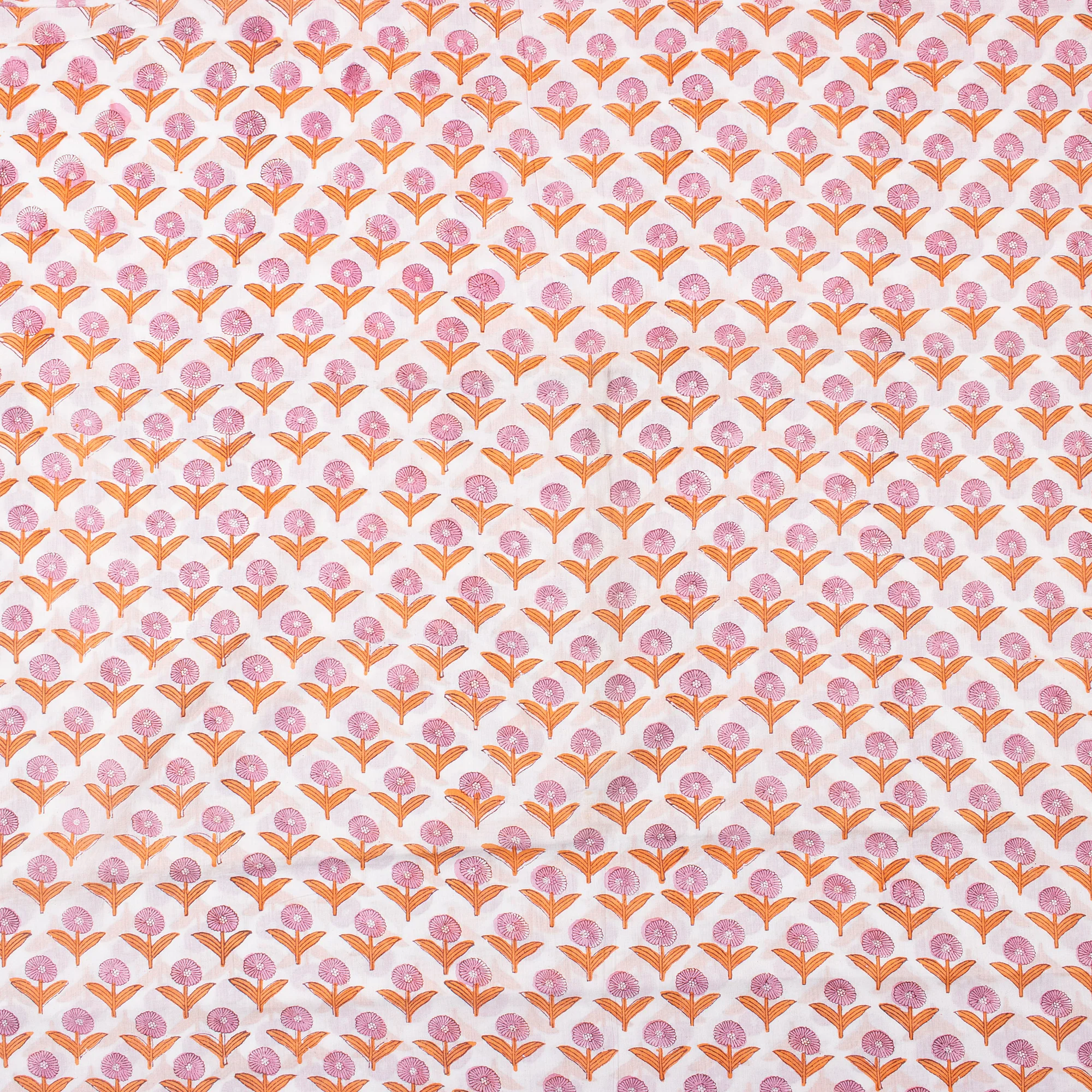 Soft Floral Hand Block Printed Fabric by Yard - Image 4