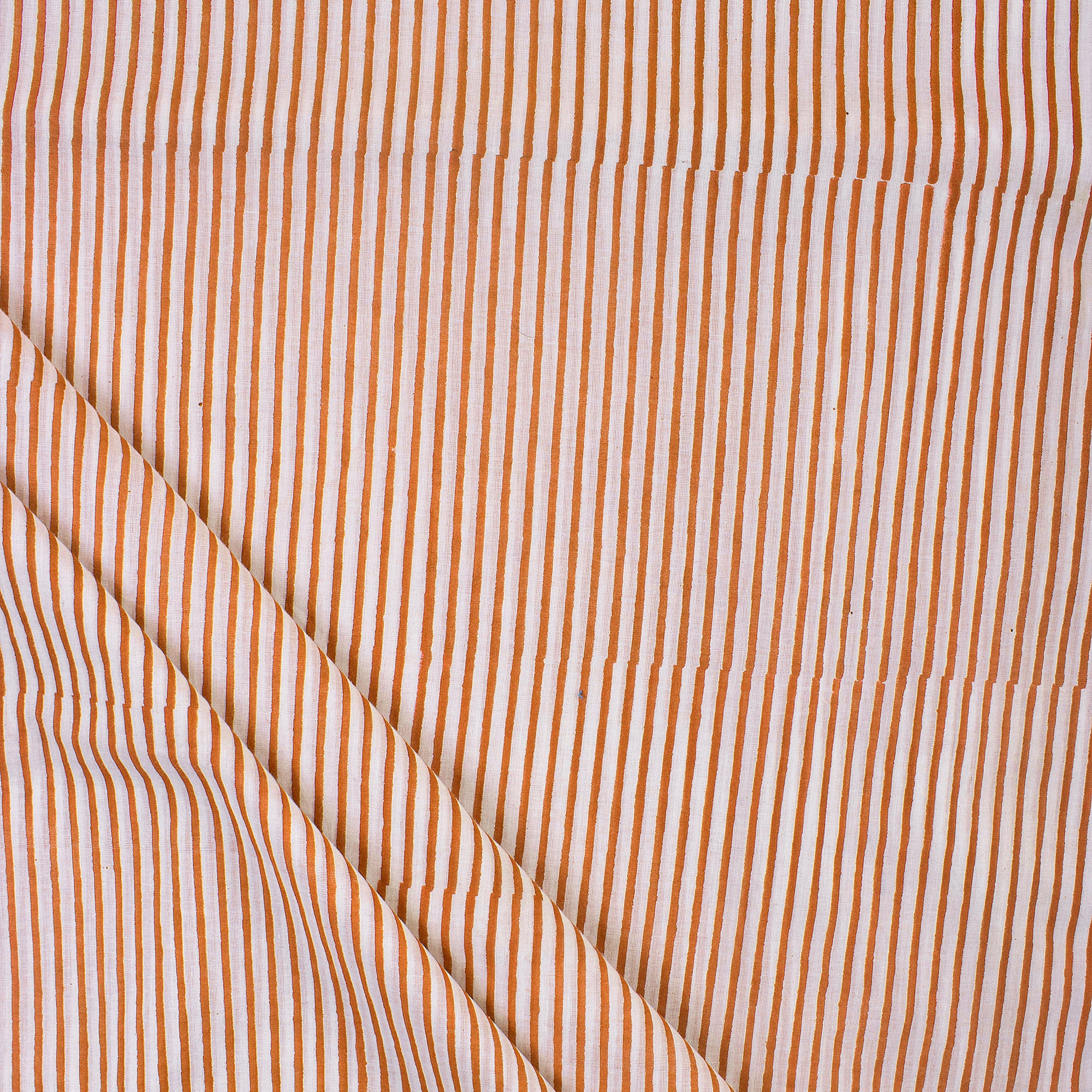 Striped Hand Block Print Pure Cotton Fabric