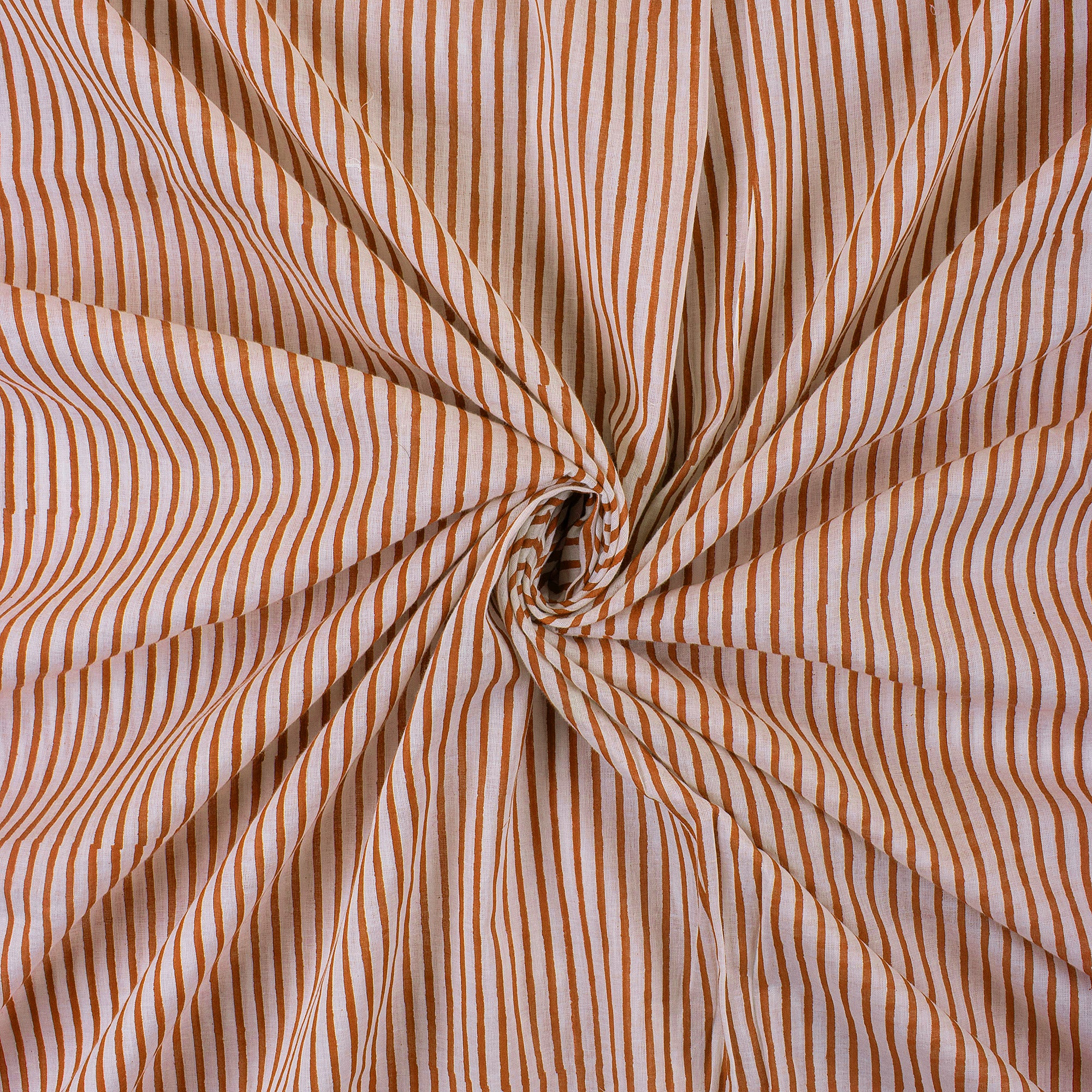 Striped Hand Block Print Pure Cotton Fabric - Image 2
