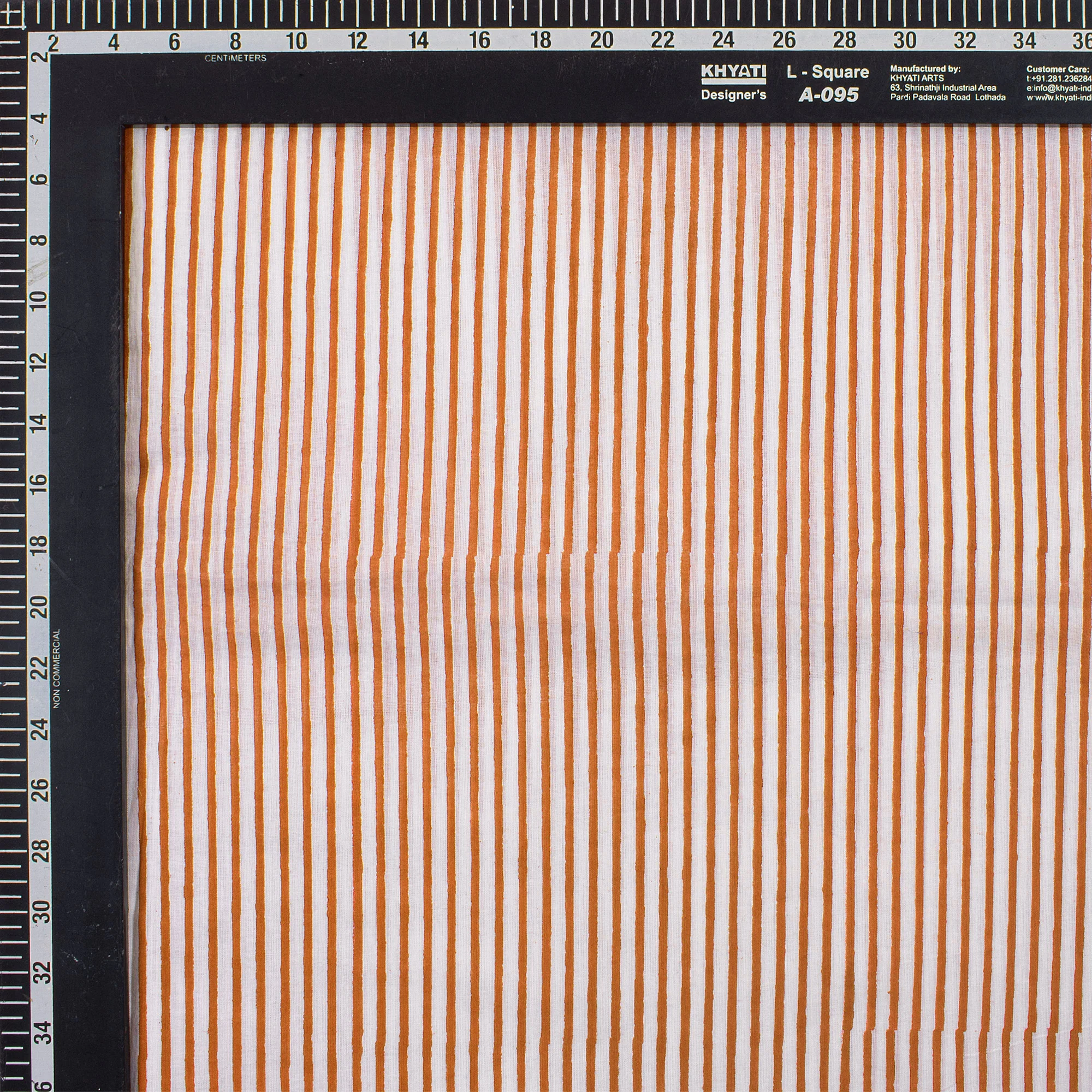Striped Hand Block Print Pure Cotton Fabric - Image 5