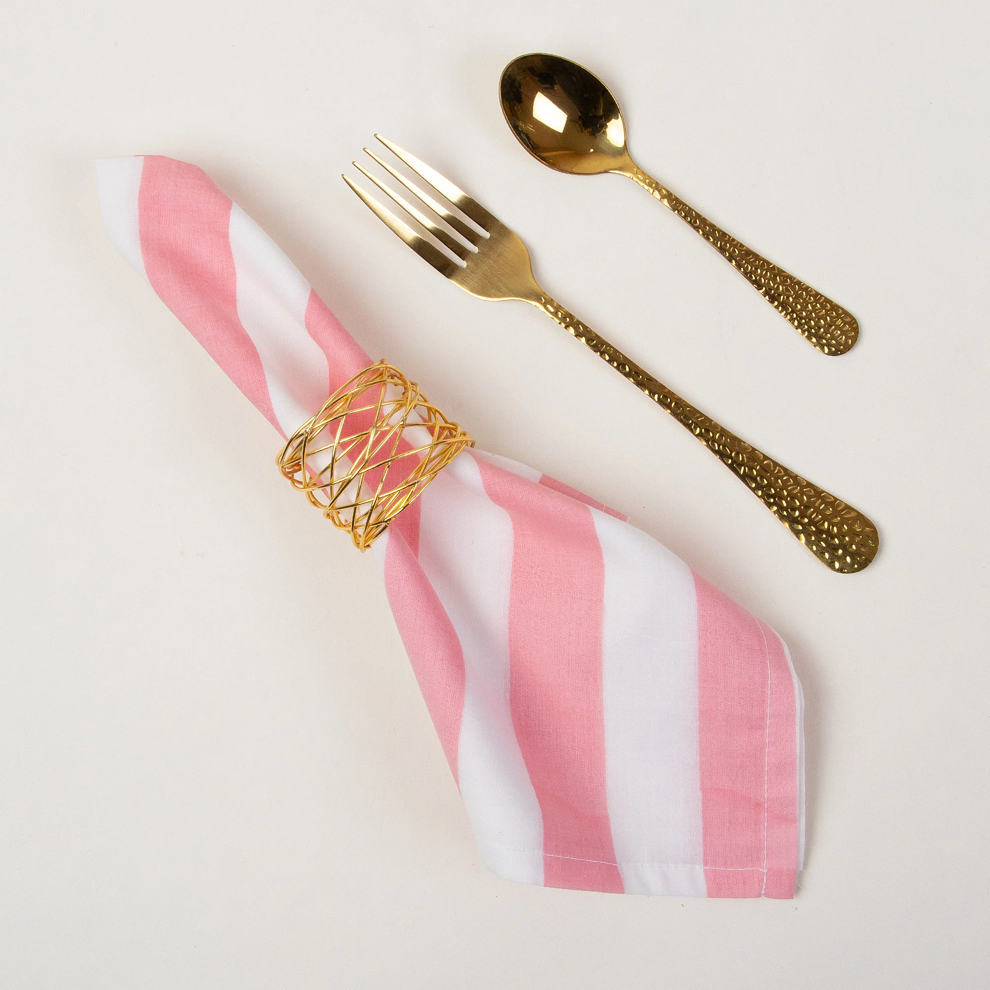 Striped Hand Block Printed Dinner Napkin Cloth - Image 2