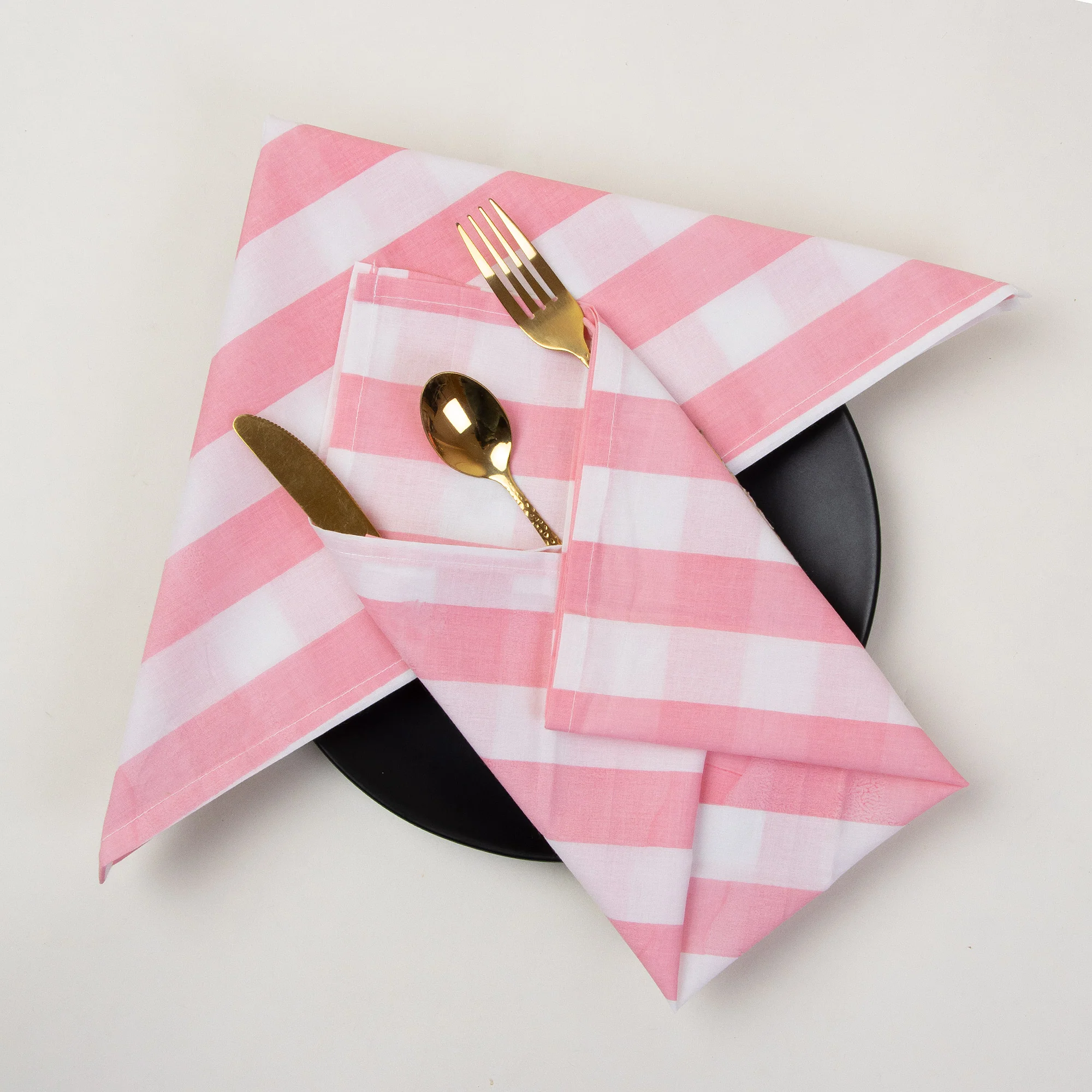 Striped Hand Block Printed Dinner Napkin Cloth - Image 3