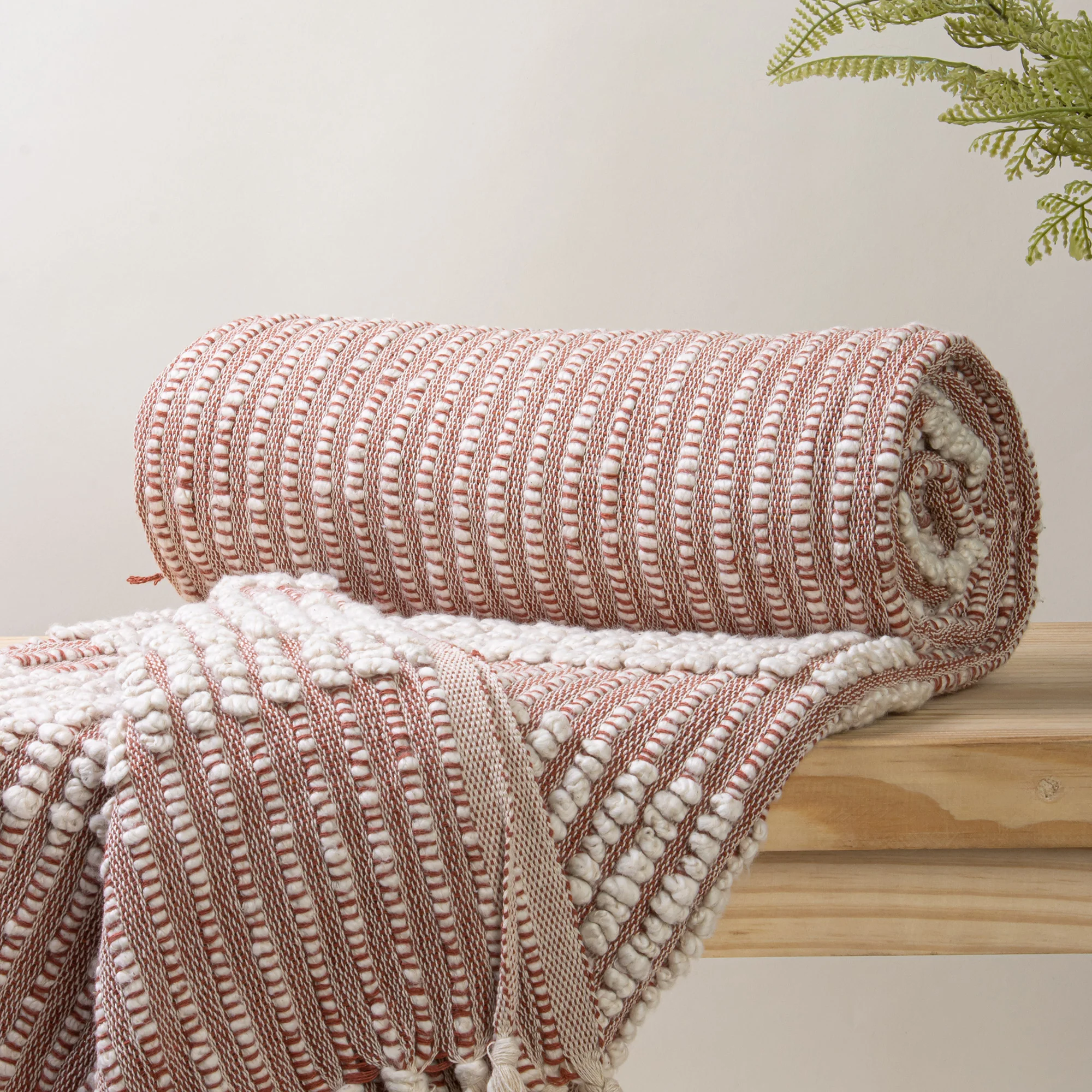 Pink Hand Woven Throw Blanket for Sofa - Image 2