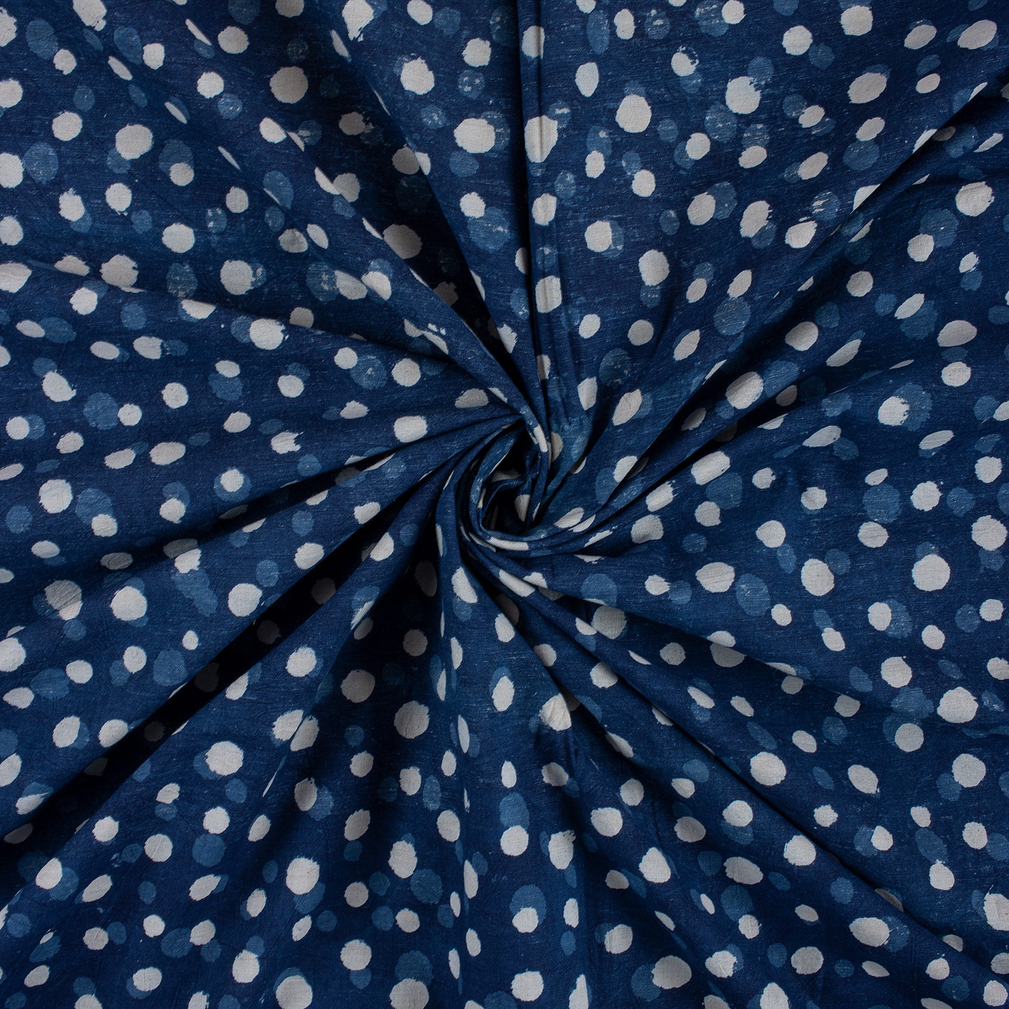 Polka Dots Soft Cotton Indigo Blue Fabric - Image 2