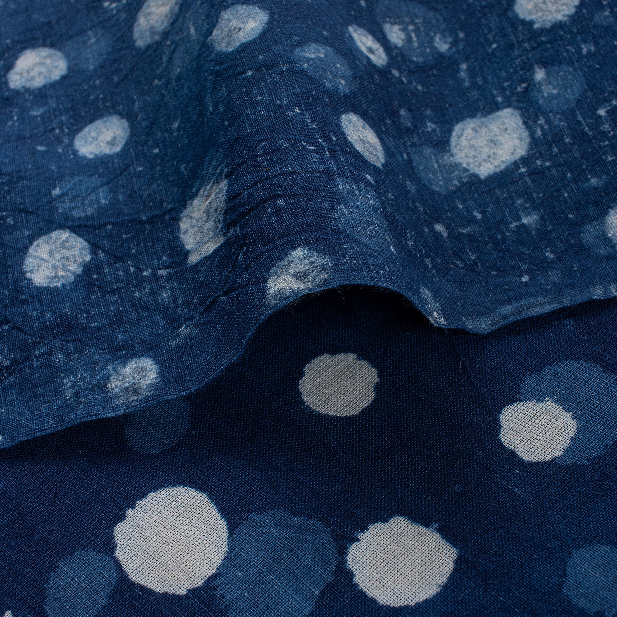 Polka Dots Soft Cotton Indigo Blue Fabric - Image 5