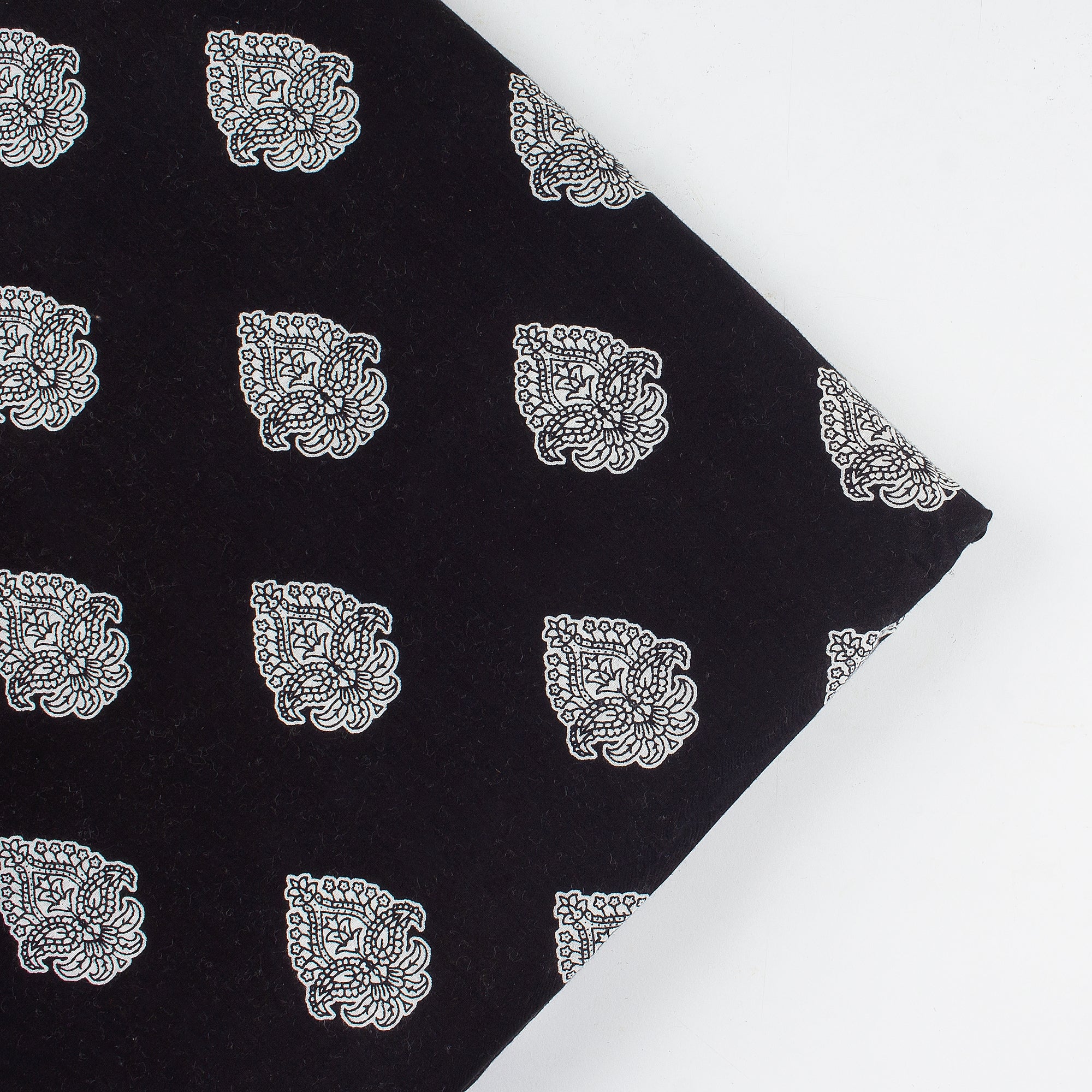 Premium Black and White Floral Cotton Fabric - Image 3