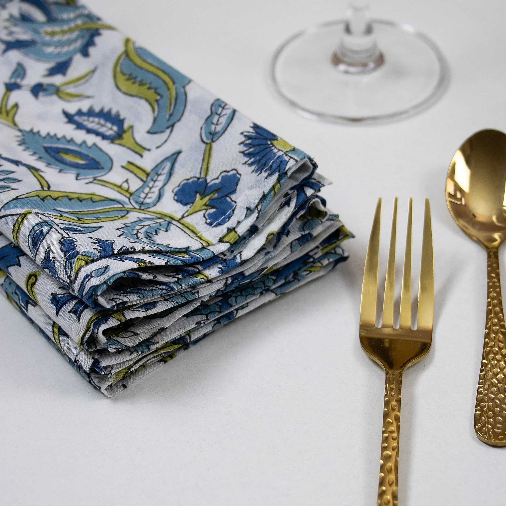 Premium Floral Indian Block Printed Cotton Cloth Table Napkins - Image 3