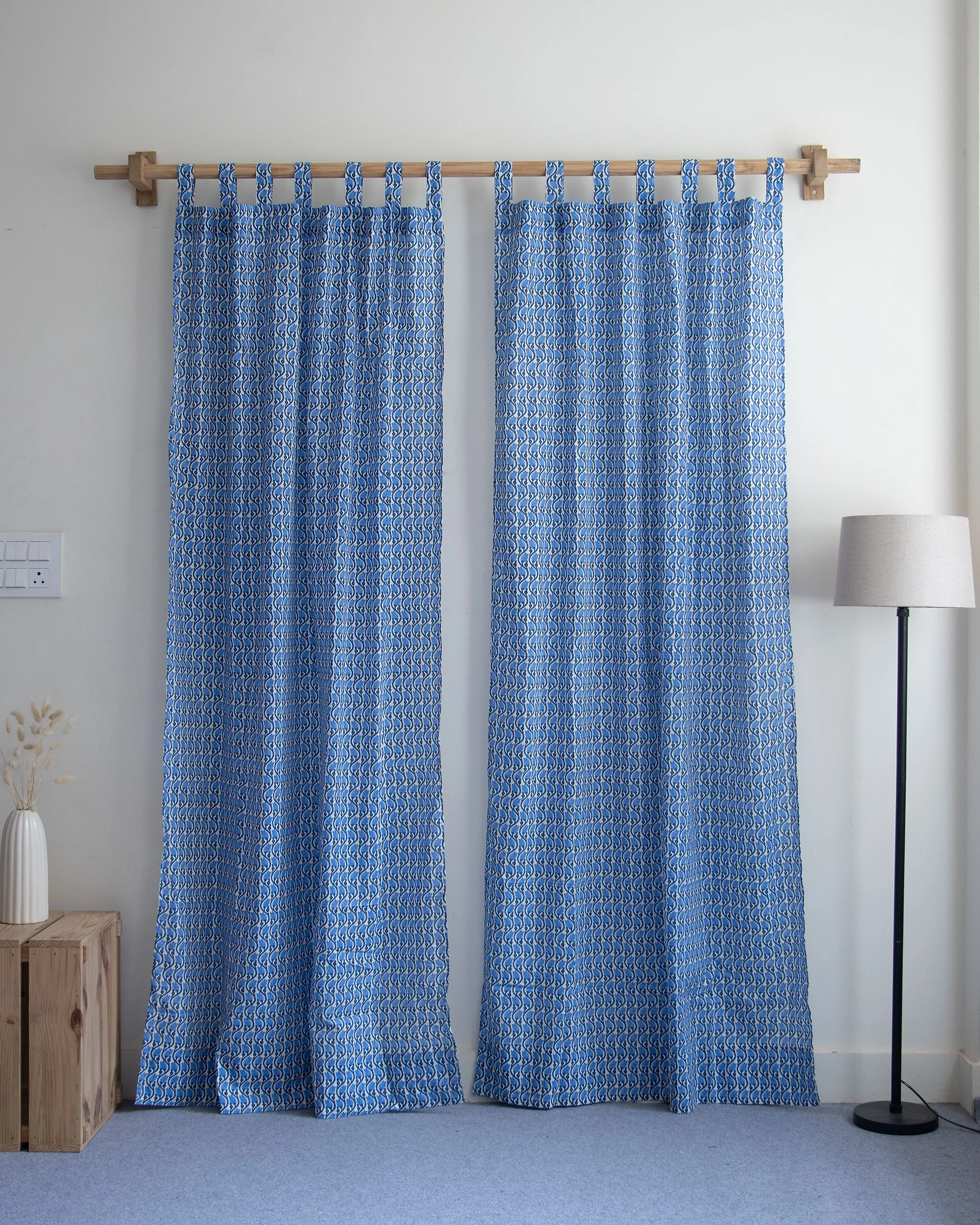 Premium Floral Block Print Cafe Curtains - Image 2