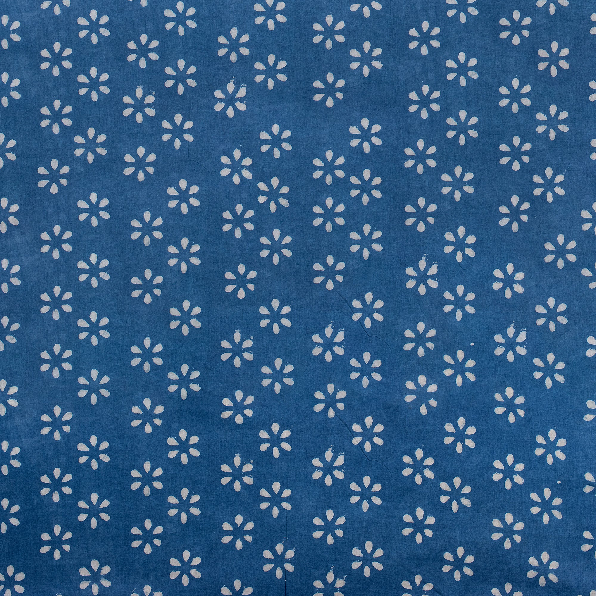 Premium Floral Hand Block Indigo Fabric by the Yard - Image 2