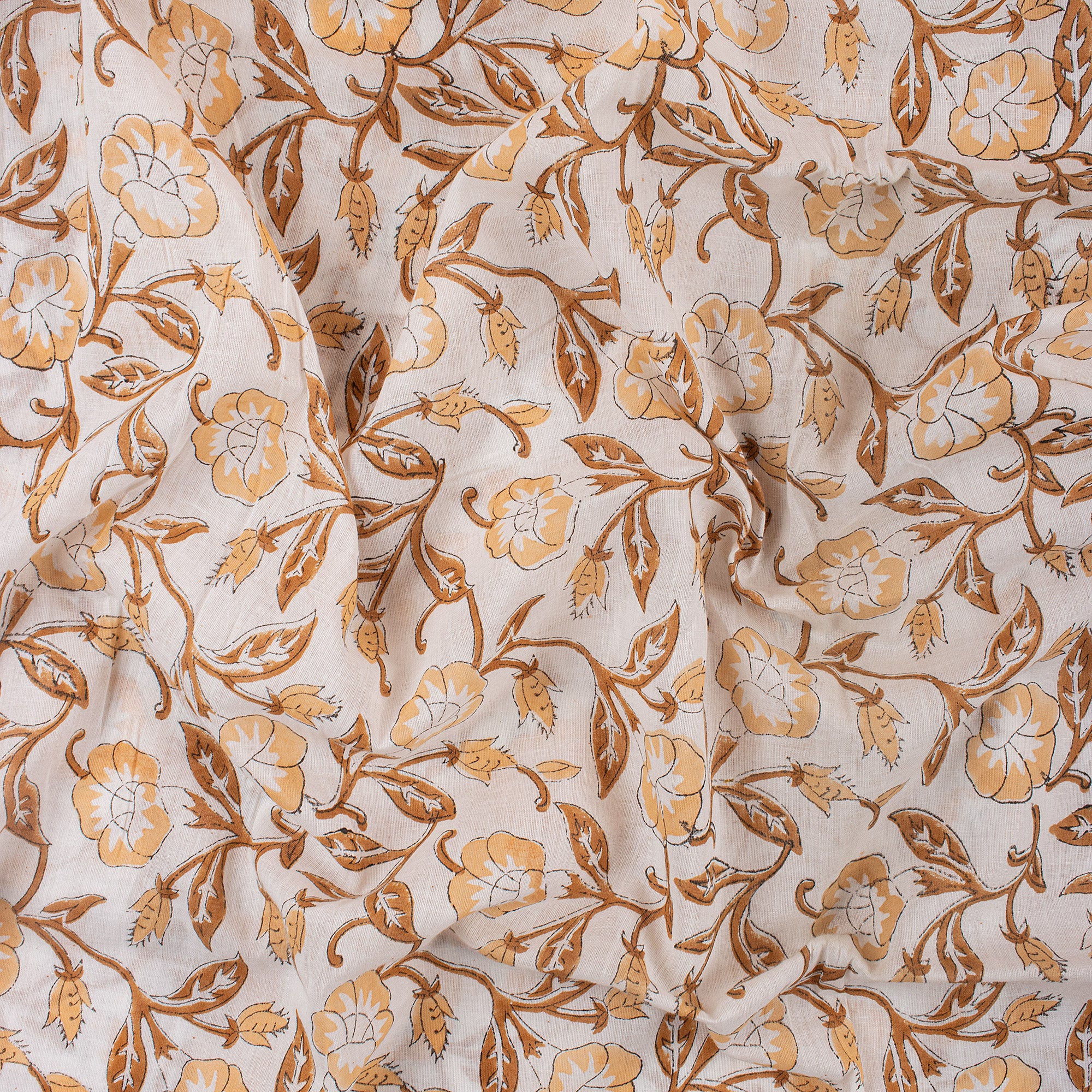 Premium Floral Hand Block Printed Cotton Fabric - Image 3