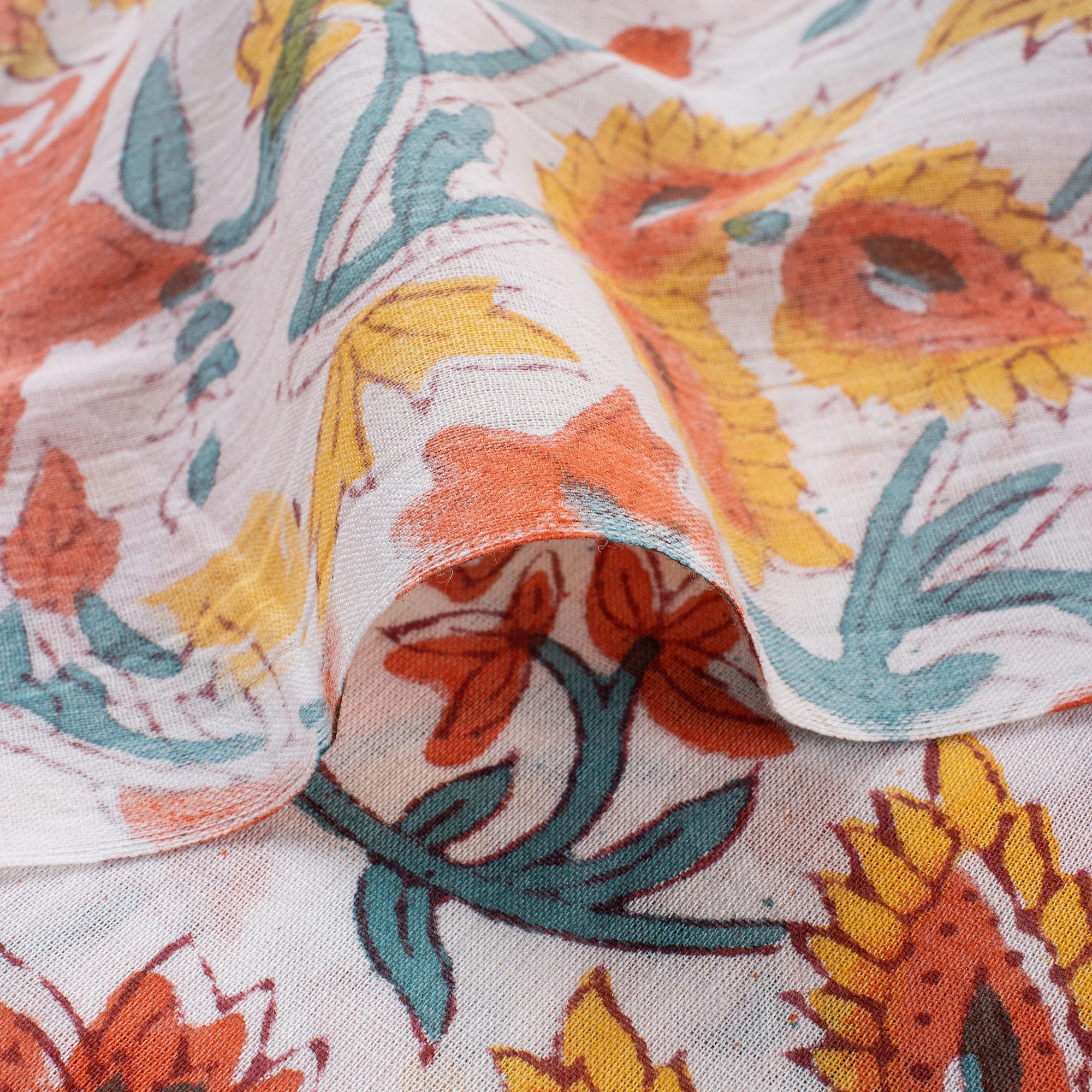Premium Floral Hand Block Printed Pure Cotton Fabric - Image 4