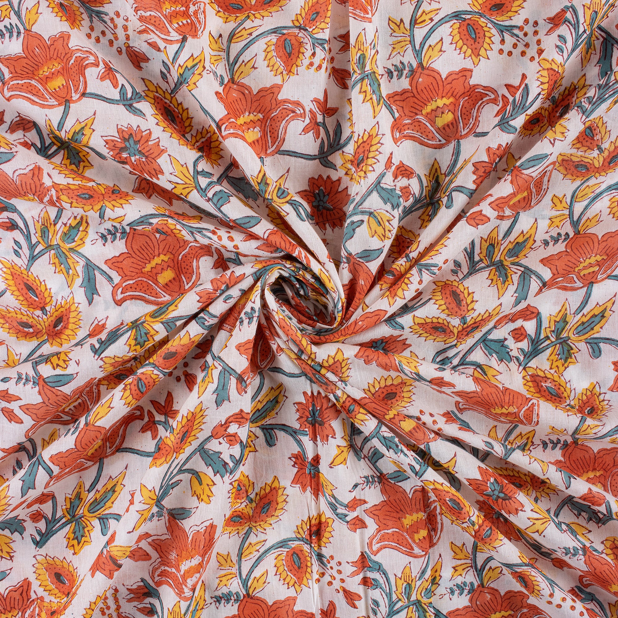Premium Floral Hand Block Printed Pure Cotton Fabric - Image 5