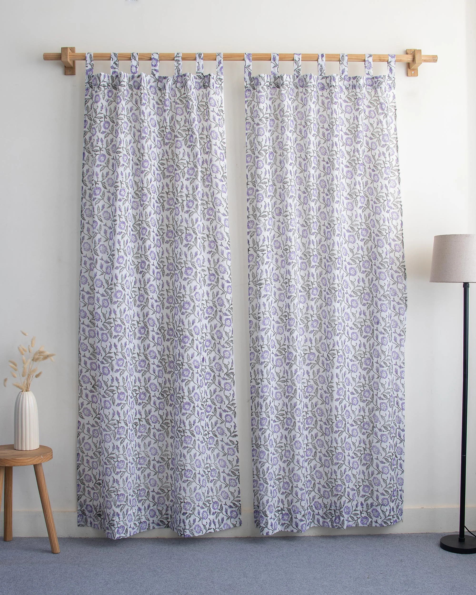 Floral Indian Block Printed Cotton Cutains Set - Image 2