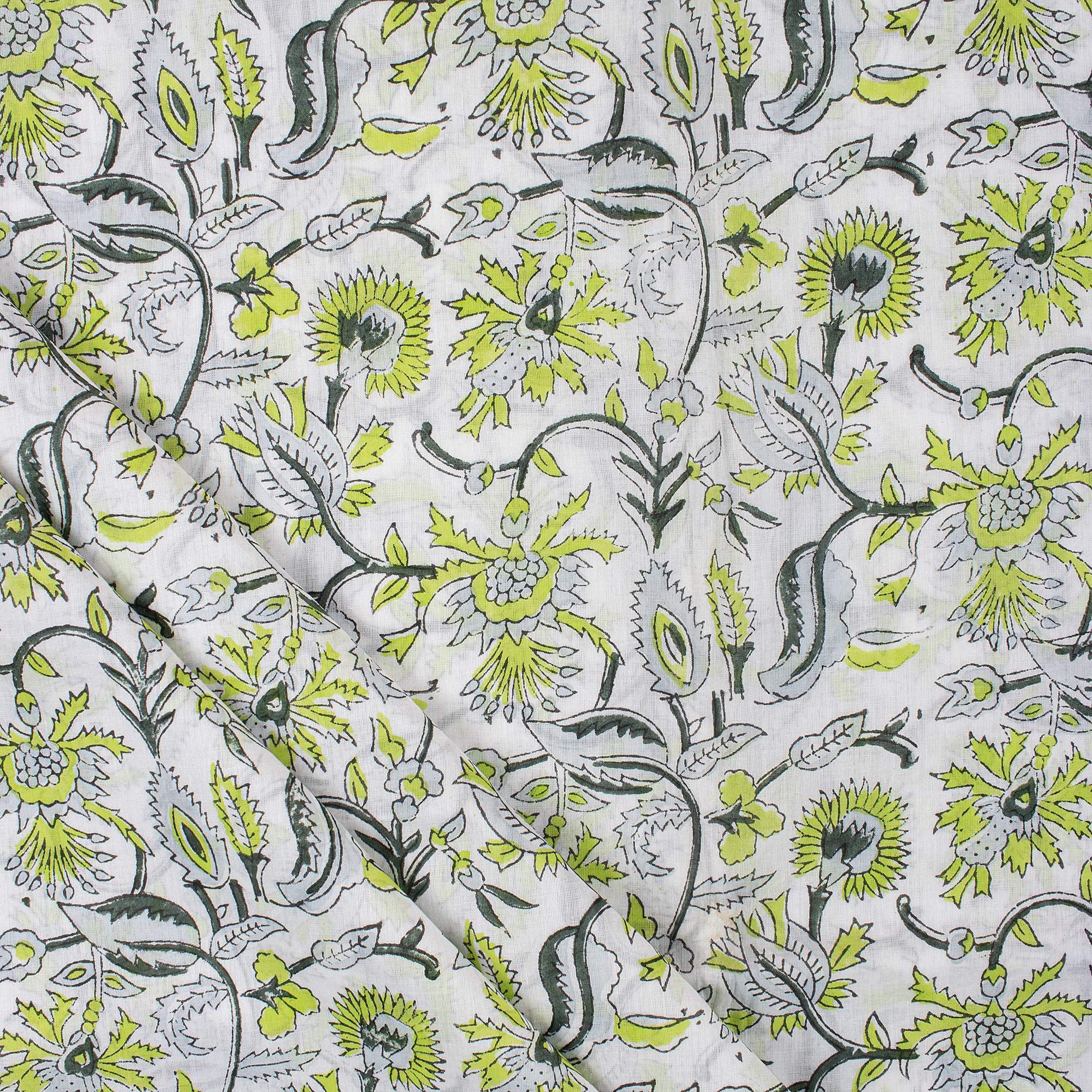 Floral Cotton Hand Block Print Fabric