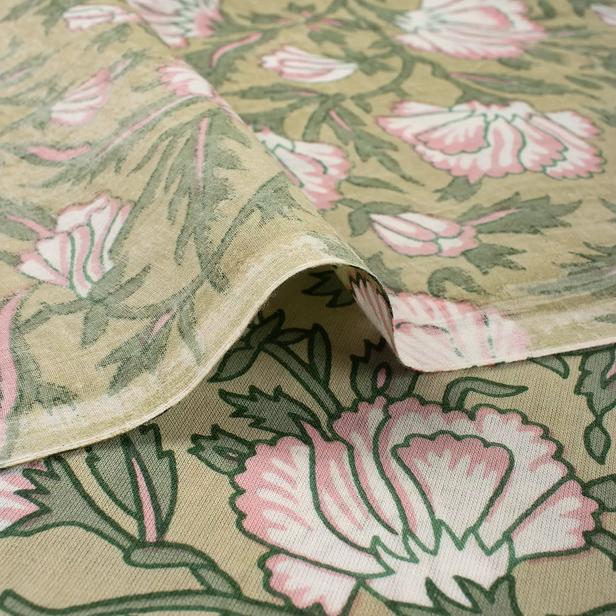 Premium Floral Hand Block Printed Fabric - Image 2