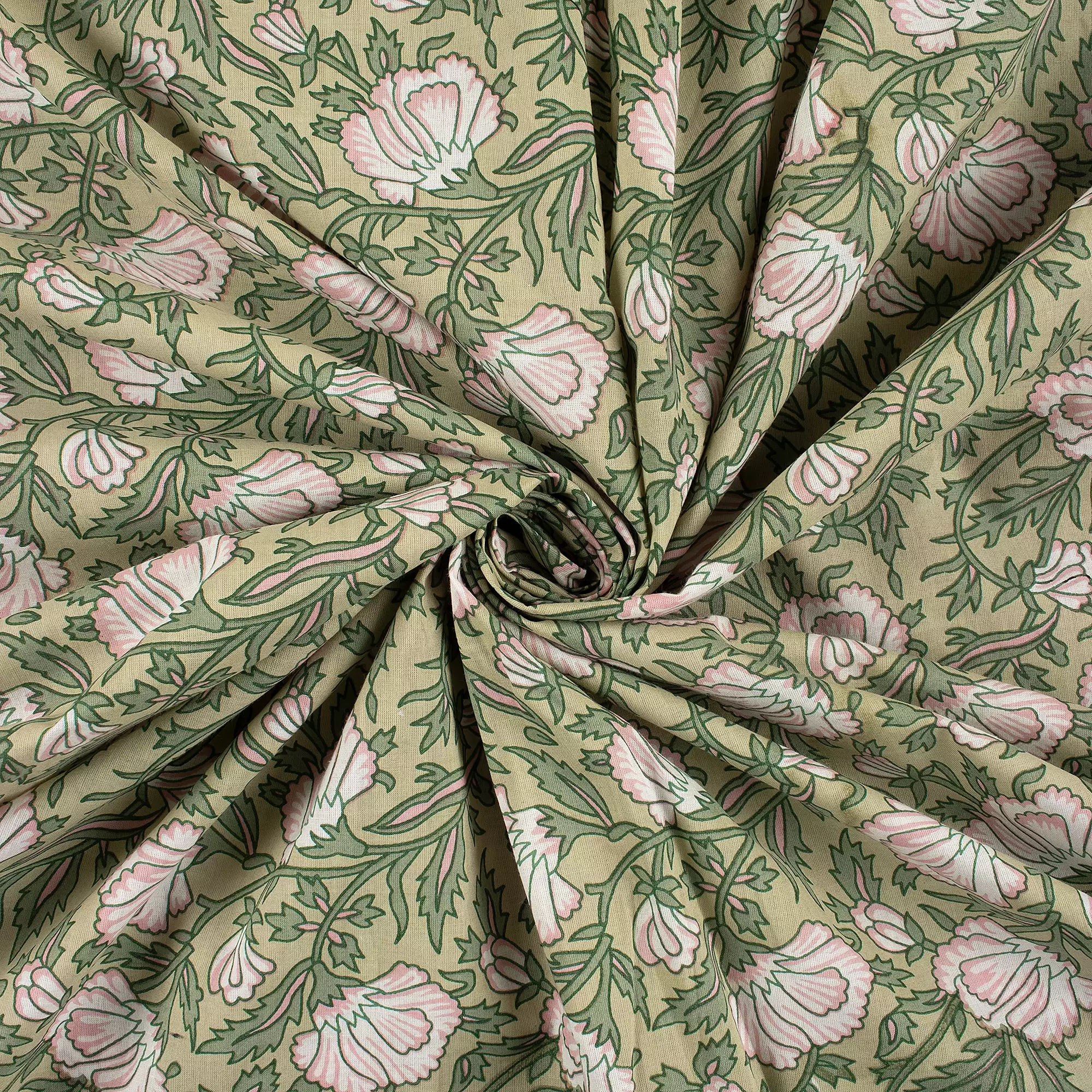 Premium Floral Hand Block Printed Fabric - Image 4