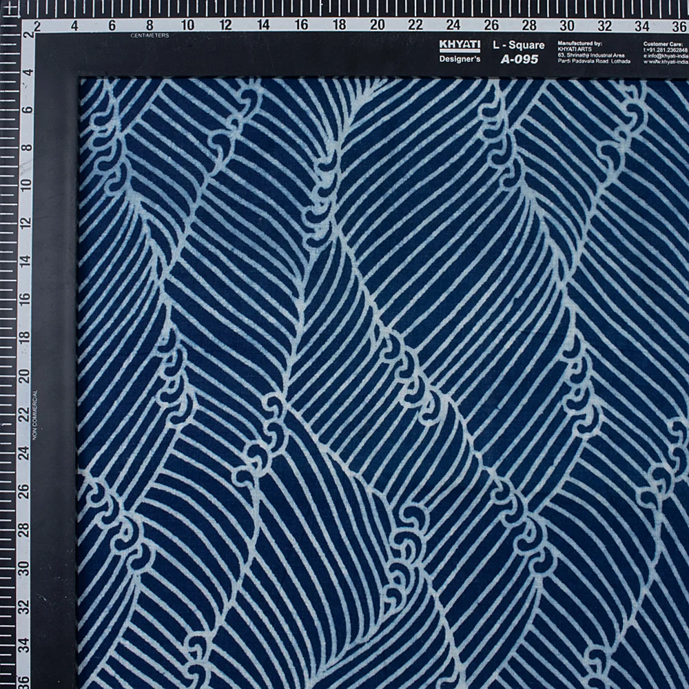 Hand Block Light weighted Pure Cotton Indigo Blue Fabric for Napkin