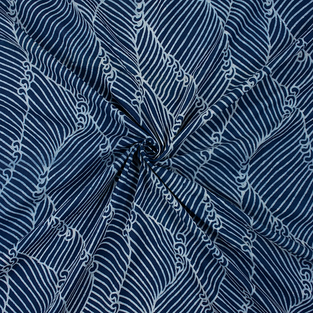 Hand Block Light weighted Pure Cotton Indigo Blue Fabric for Napkin - Image 3