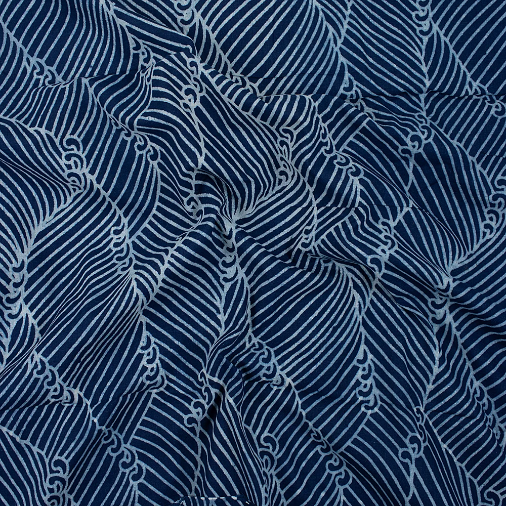 Hand Block Light weighted Pure Cotton Indigo Blue Fabric for Napkin - Image 4