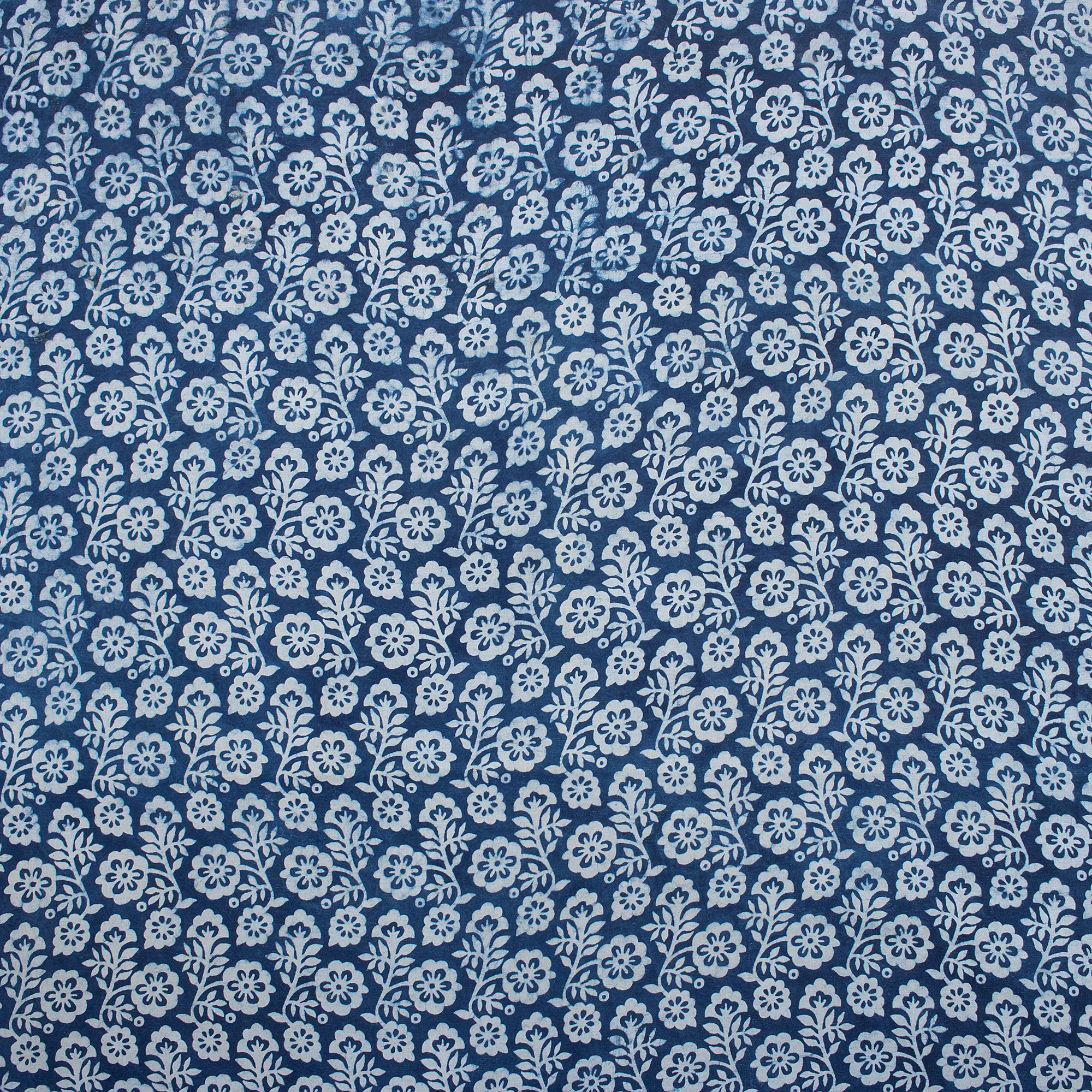 Indian Hand Block Floral Print Indigo Blue Summer Dress Fabric - Image 6