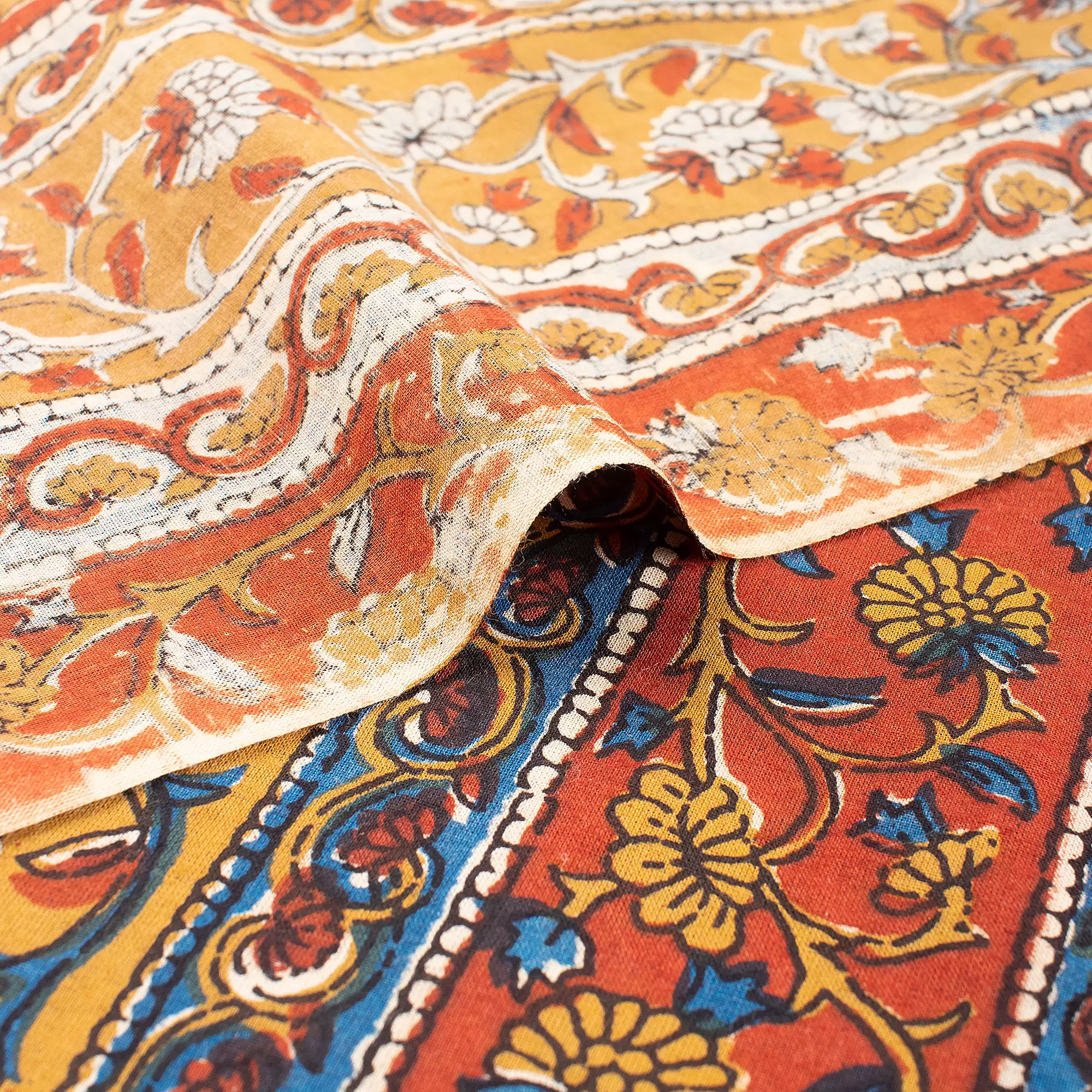 Premium Hand Block Printed Floral Bagru Fabric - Image 3