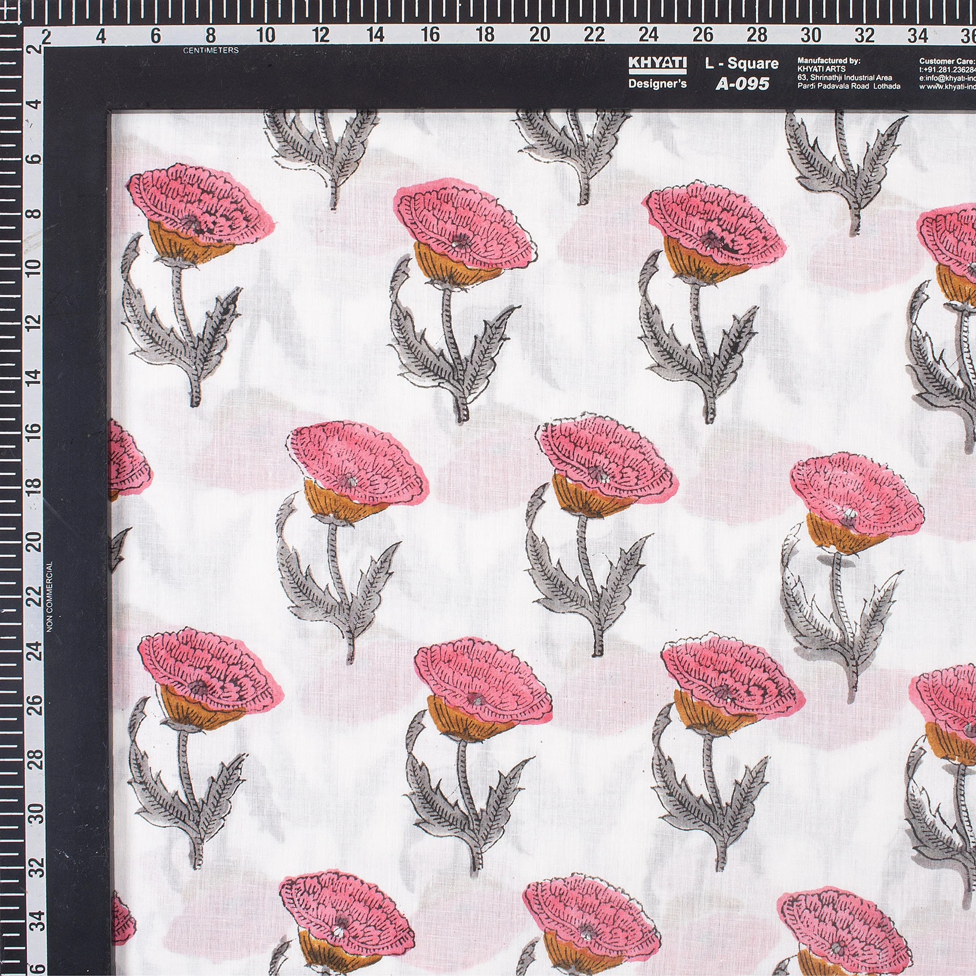 Premium Hand Block Printed Floral Cotton Fabric - Image 3