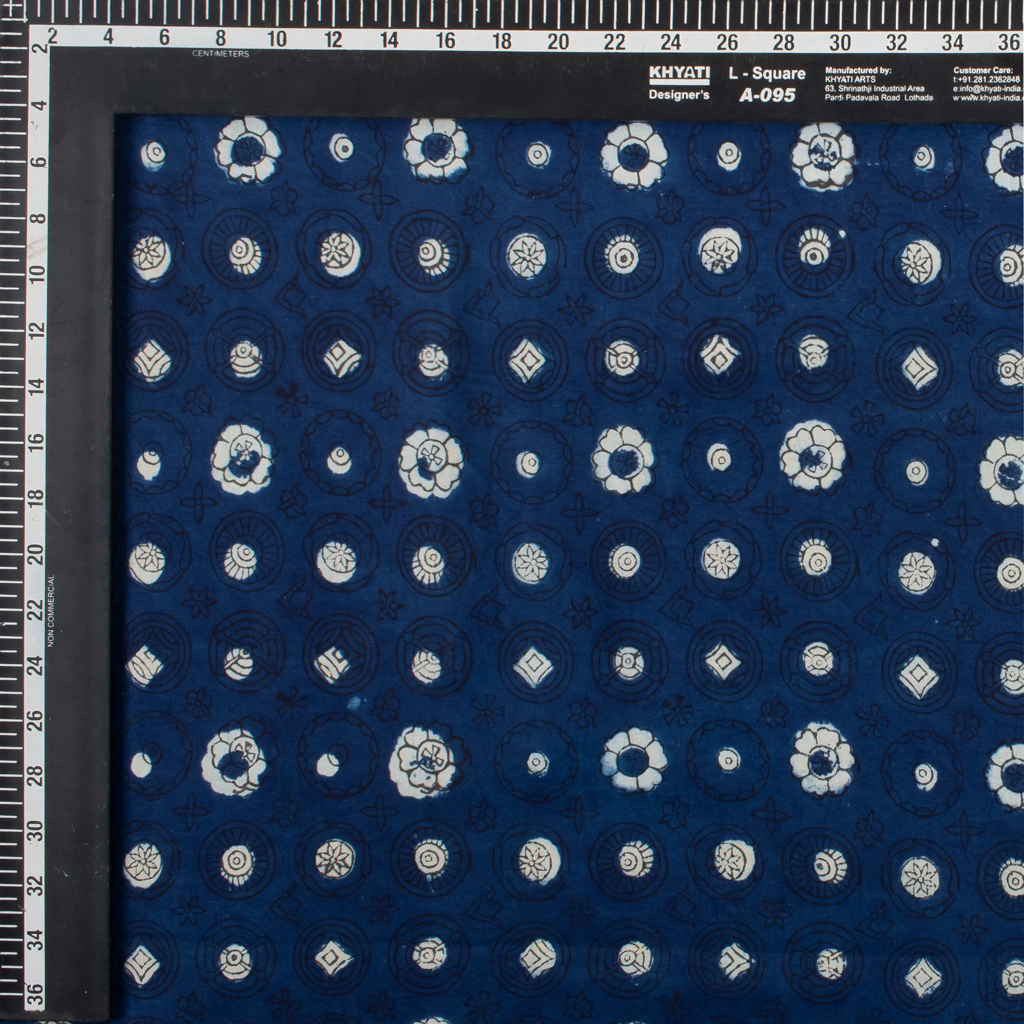 Handmade Indigo Blue Dots Print Women's Clothing Cotton Fabric - Image 5