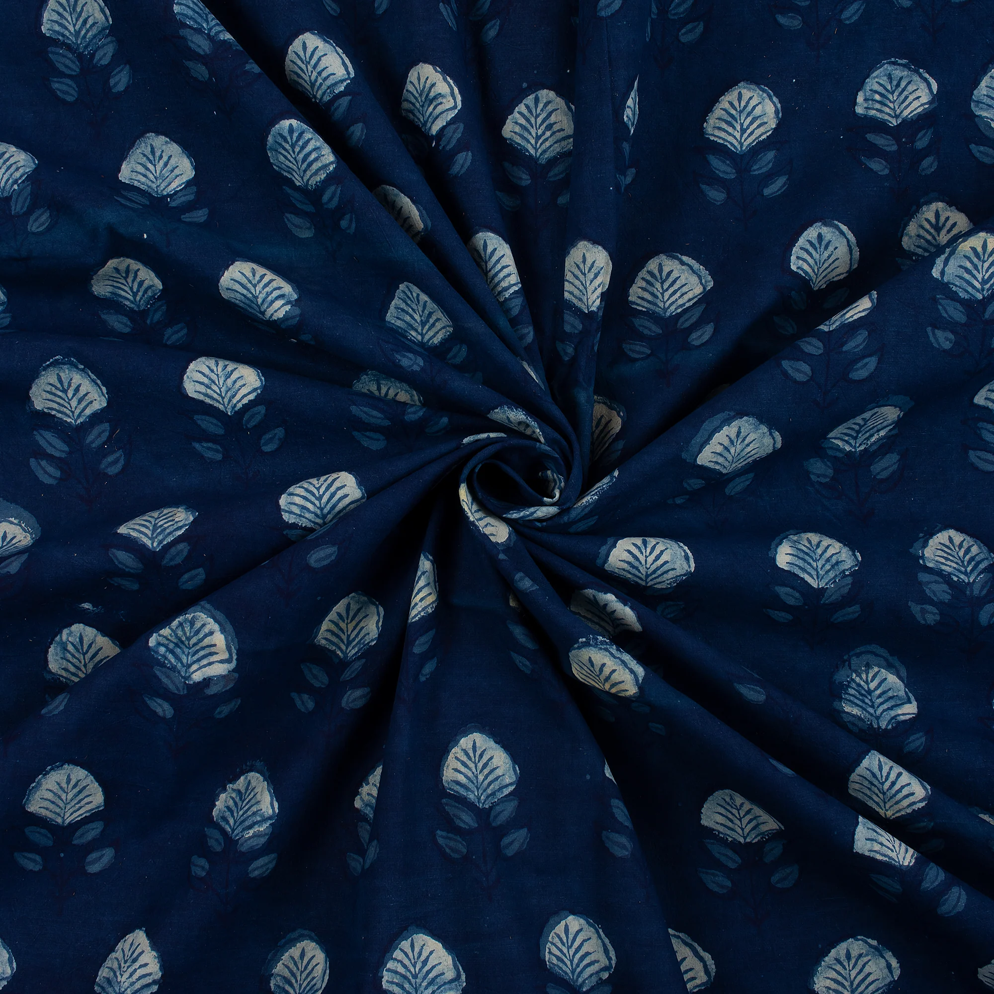 Premium Indigo Blue Indian Hand Block Print Cotton Voile Fabric - Image 3