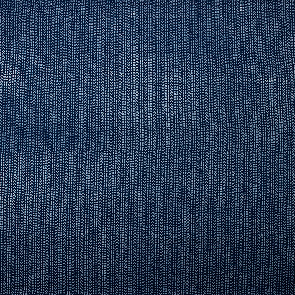 Indigo Blue Hand Printed Striped Pure Cotton Indian Quilted Fabric - Image 6