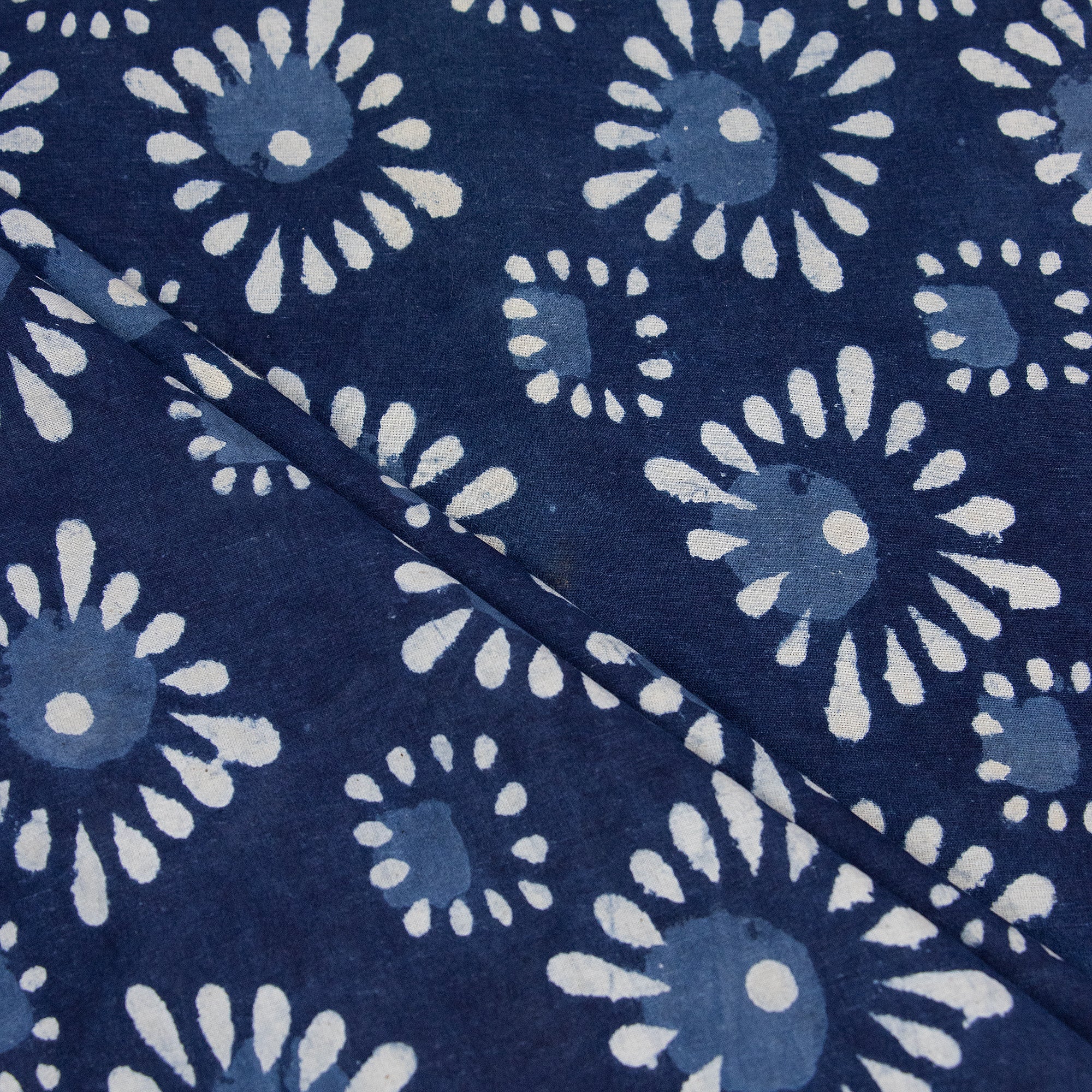 Premium Indigo Blue Jaipuri Print Cotton Dress Material Fabric Cloth - Image 3